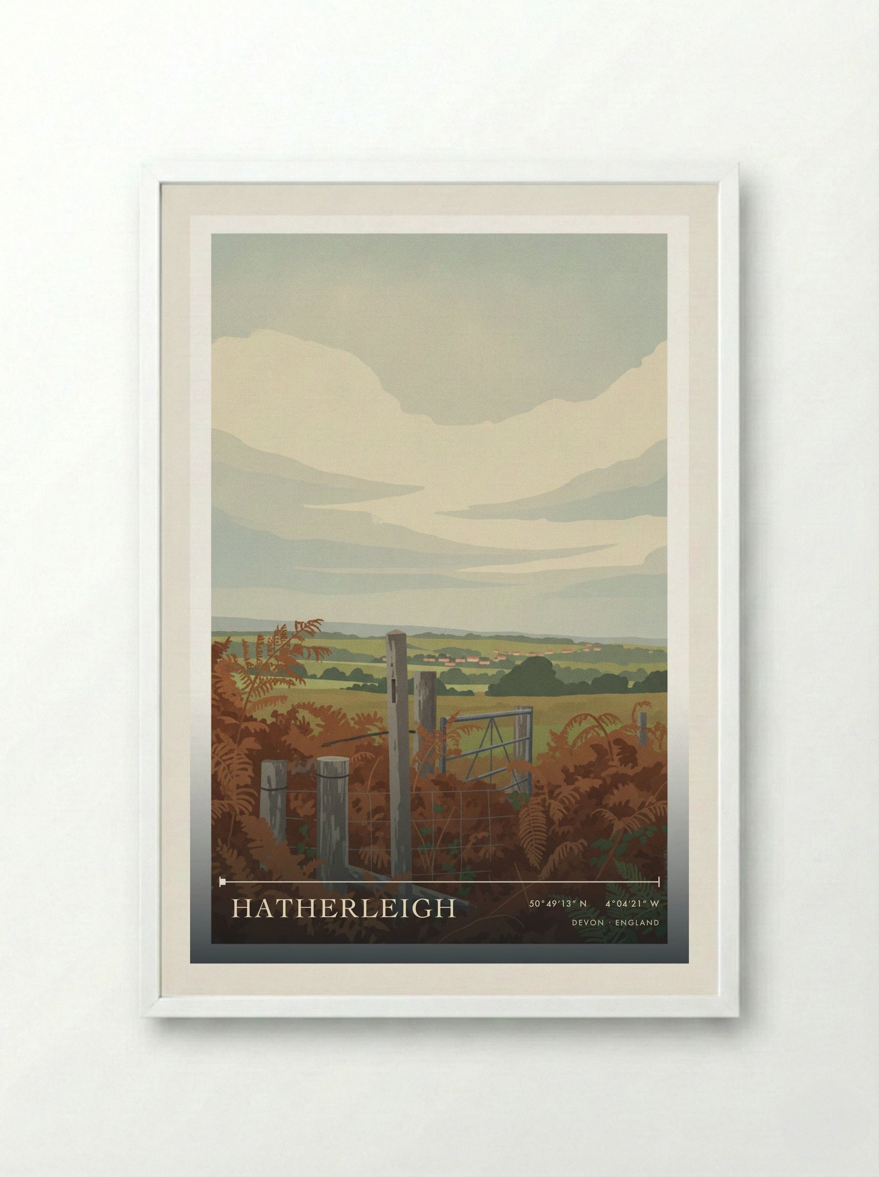 Hatherleigh Devon England Travel Poster - Framed Print White