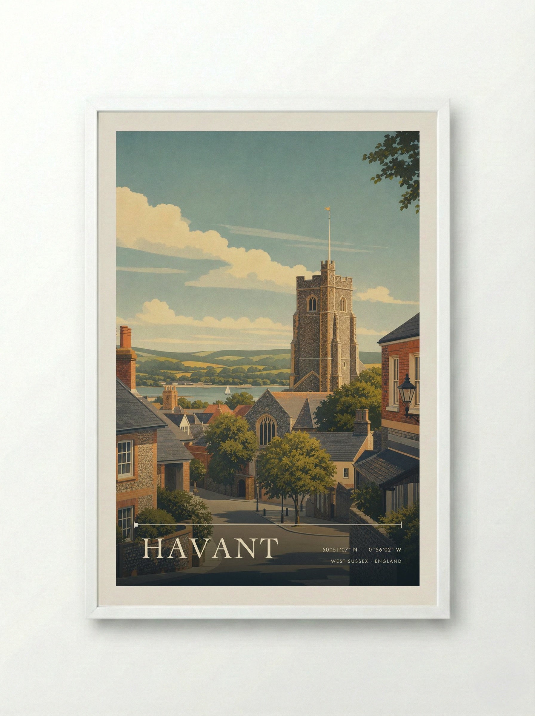 Havant West Sussex England Travel Poster - Framed Print White