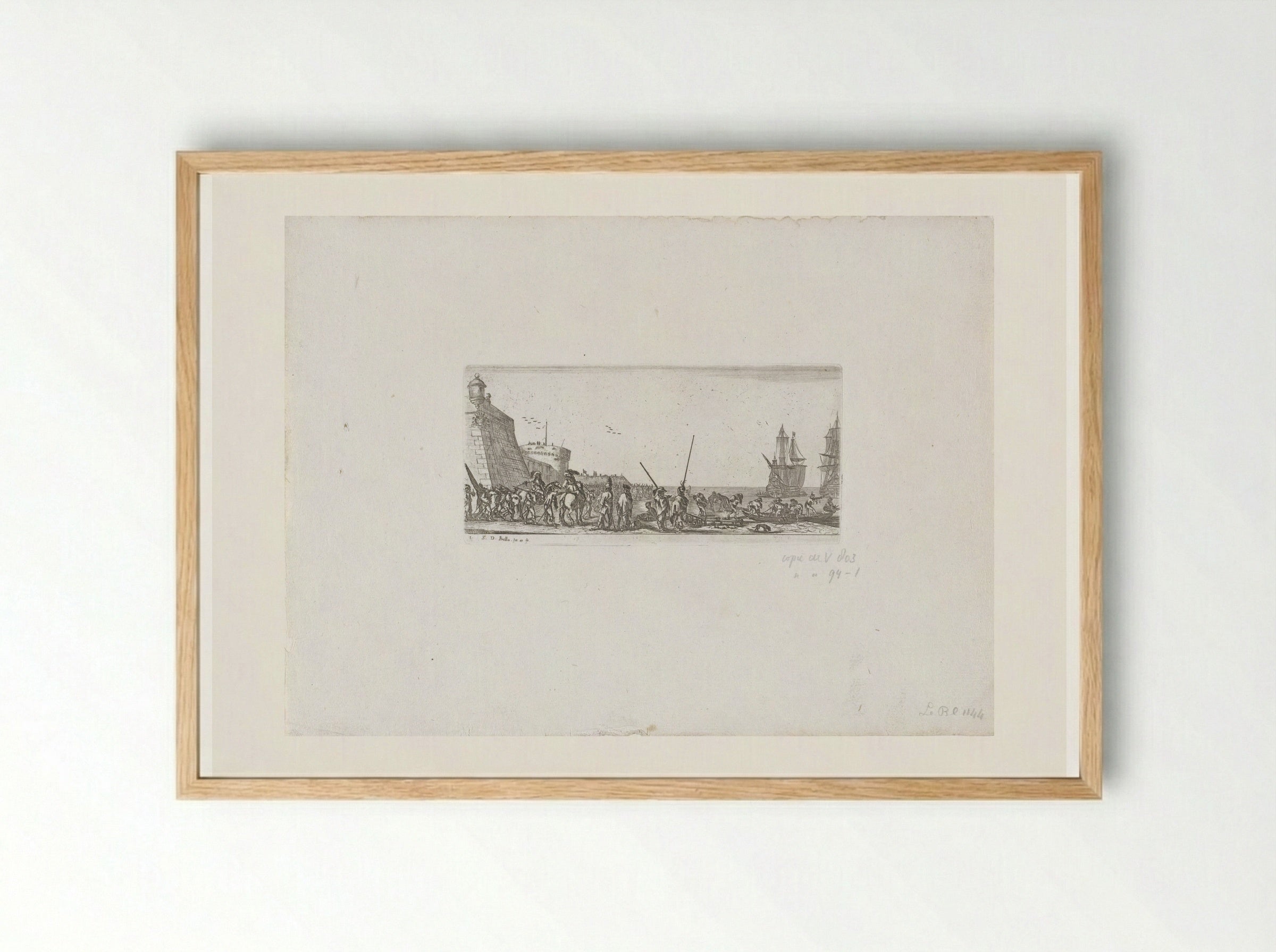 Haven met menigte op de kade - Giovanni Giacomo de' Rossi - Framed Print Wood