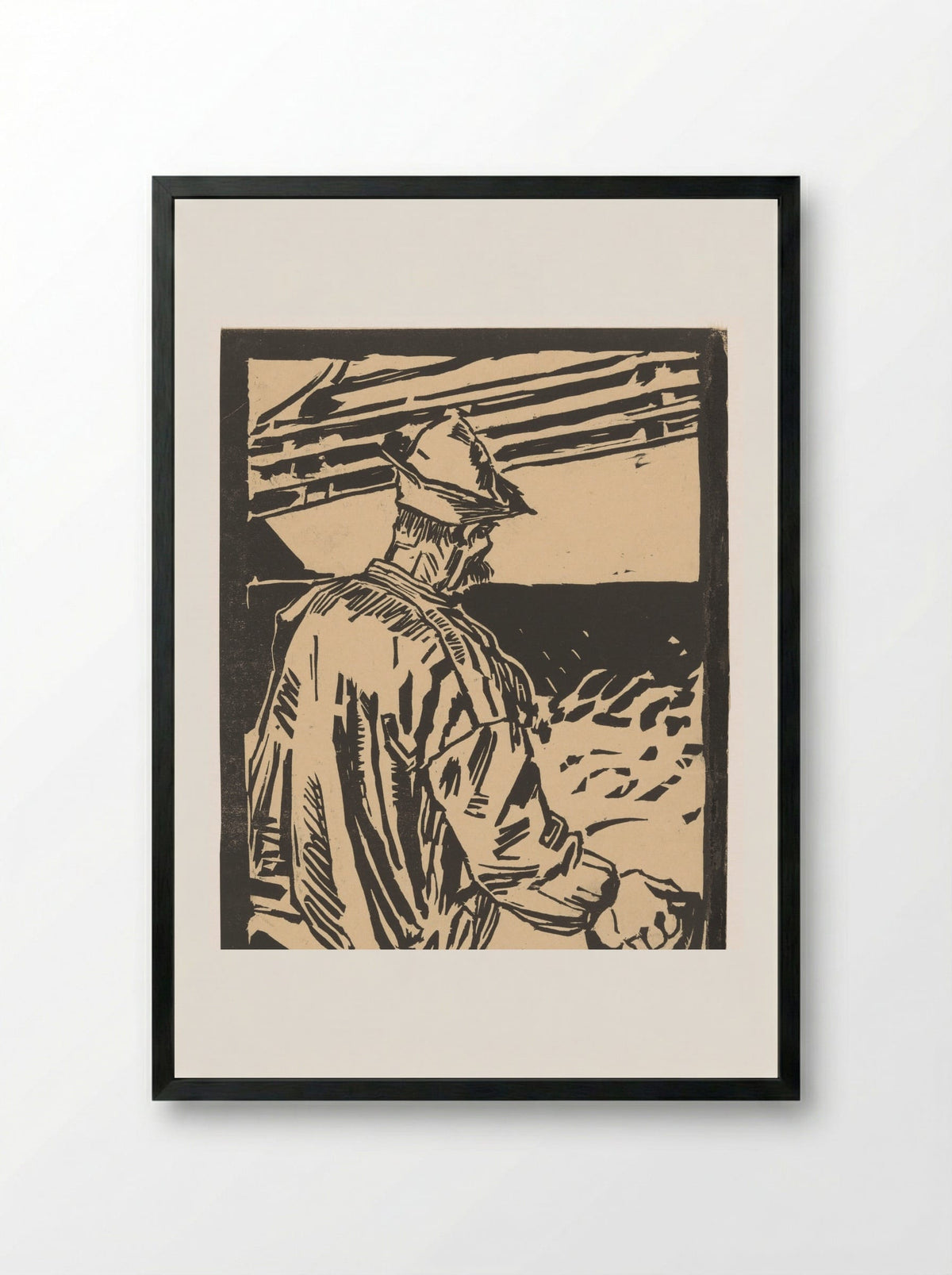 Havenarbeider met hoofddeksel - Marius Richters - Framed Print Black