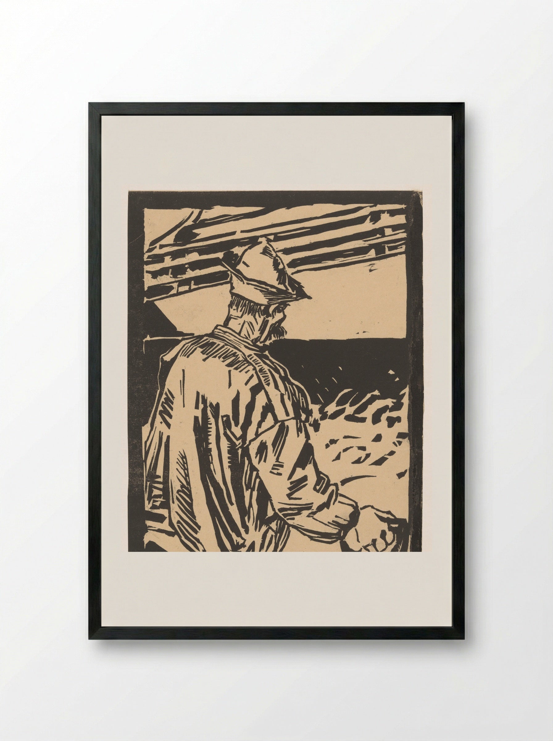 Havenarbeider met hoofddeksel - Marius Richters - Framed Print Black