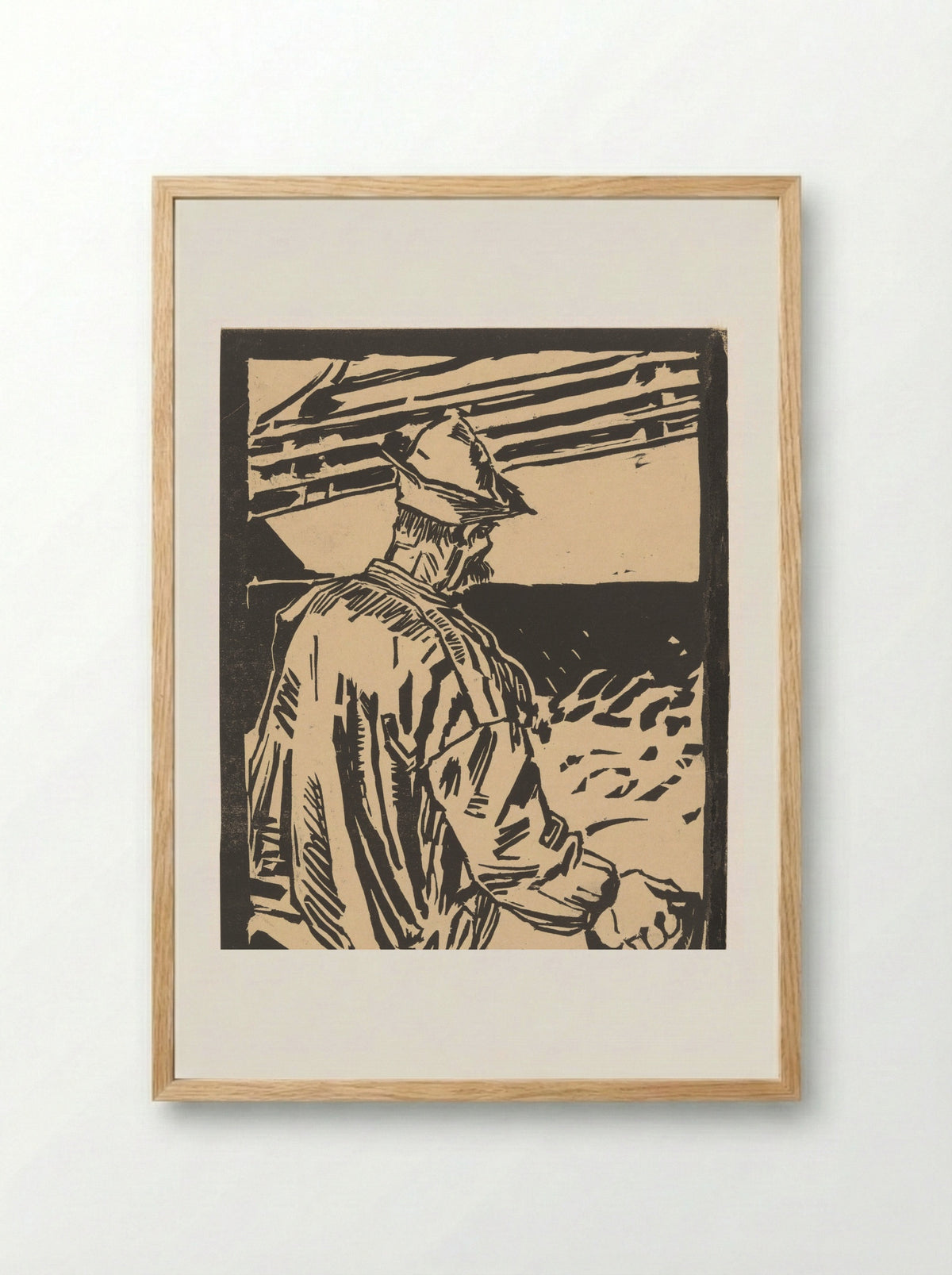 Havenarbeider met hoofddeksel - Marius Richters - Framed Print Wood