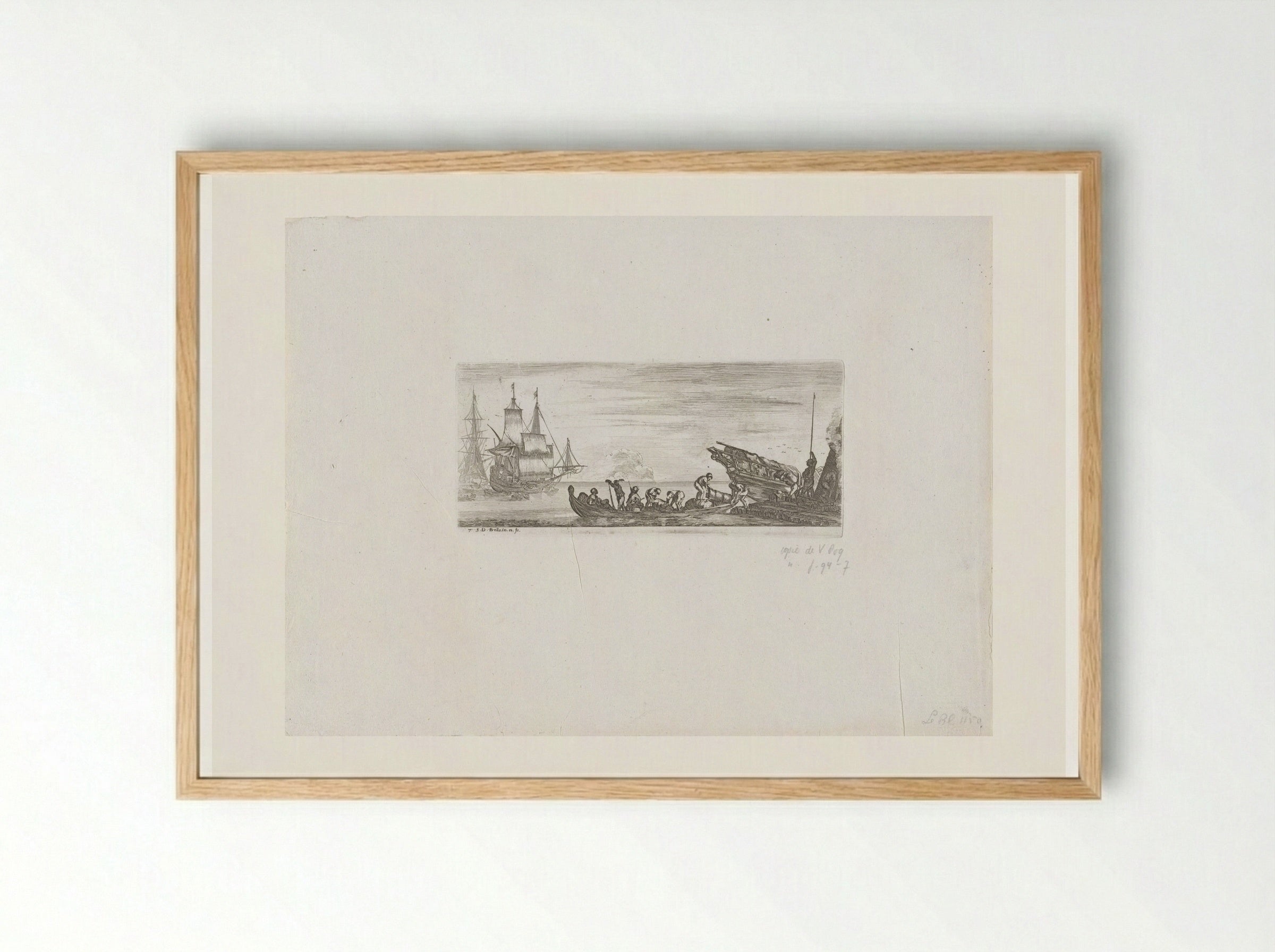 Havenarbeiders laden een sloep - Giovanni Giacomo de' Rossi - Framed Print Wood