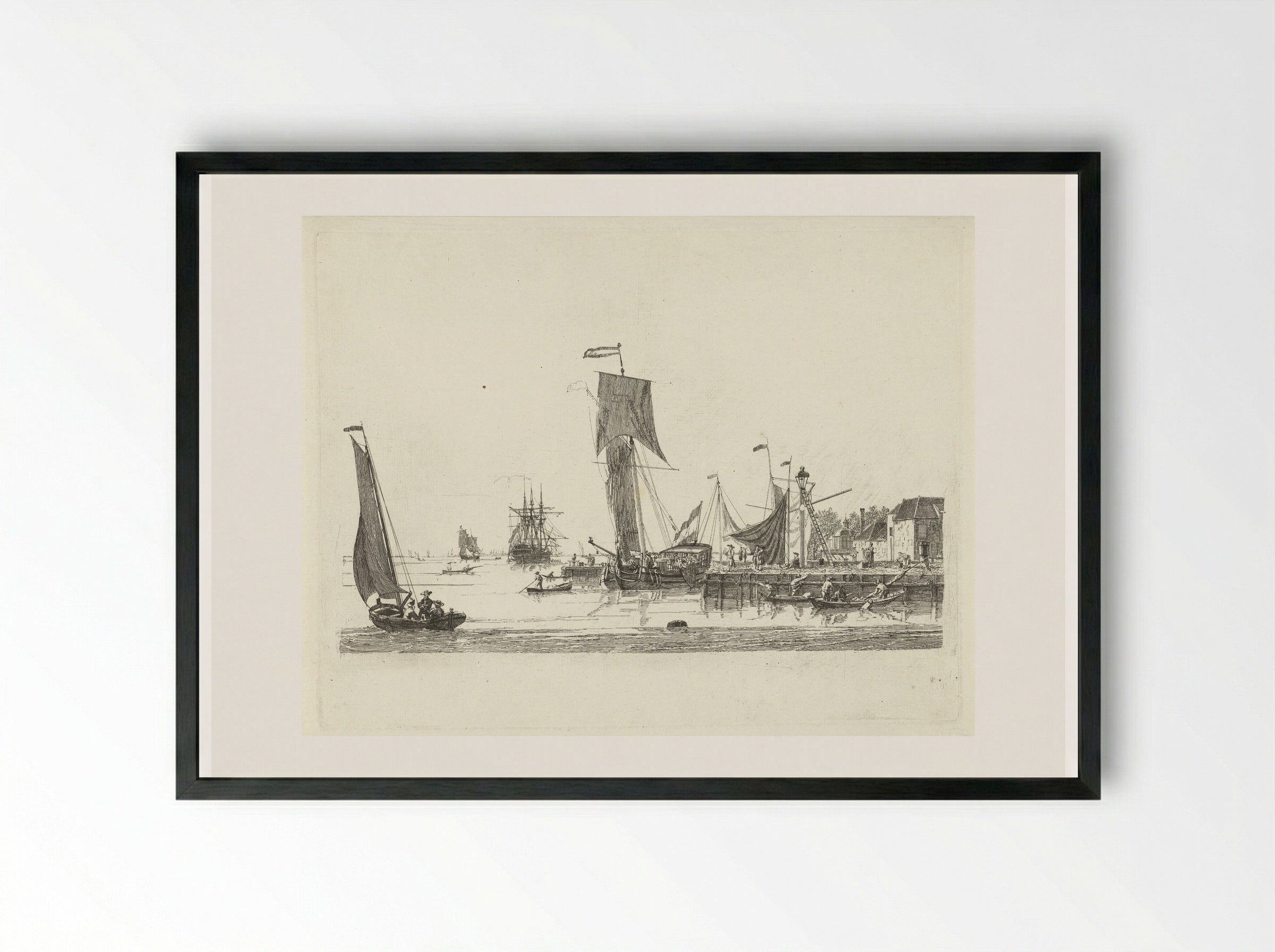 Havengezicht (Harbour View) - Gerrit Groenewegen - Framed Print Black
