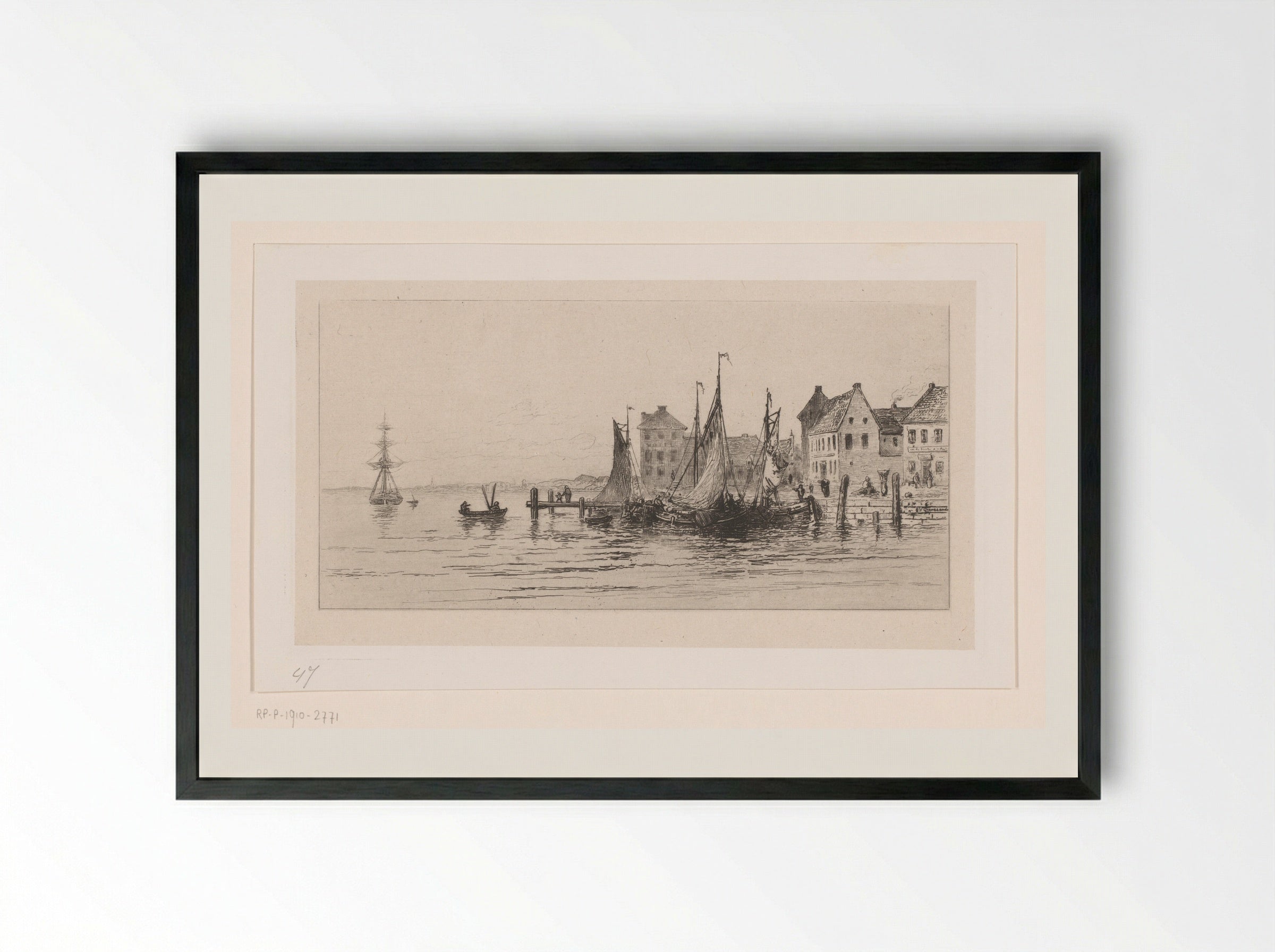 Havengezicht in Temse - Carel Nicolaas Storm van 's-Gravesande - Framed Print Black