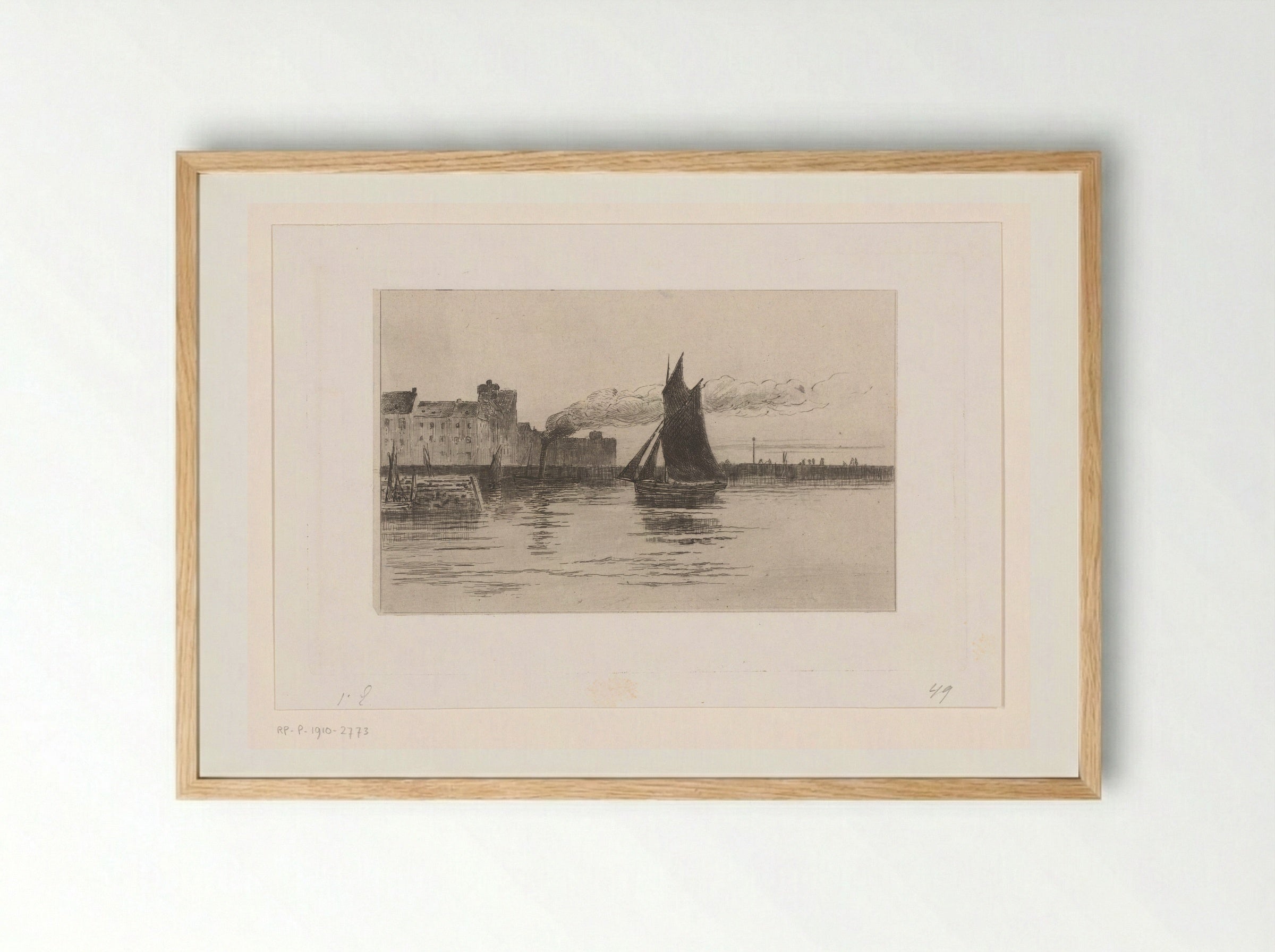Havengezicht met zeilboot in Honfleur - Carel Nicolaas Storm van 's-Gravesande - Framed Print Wood