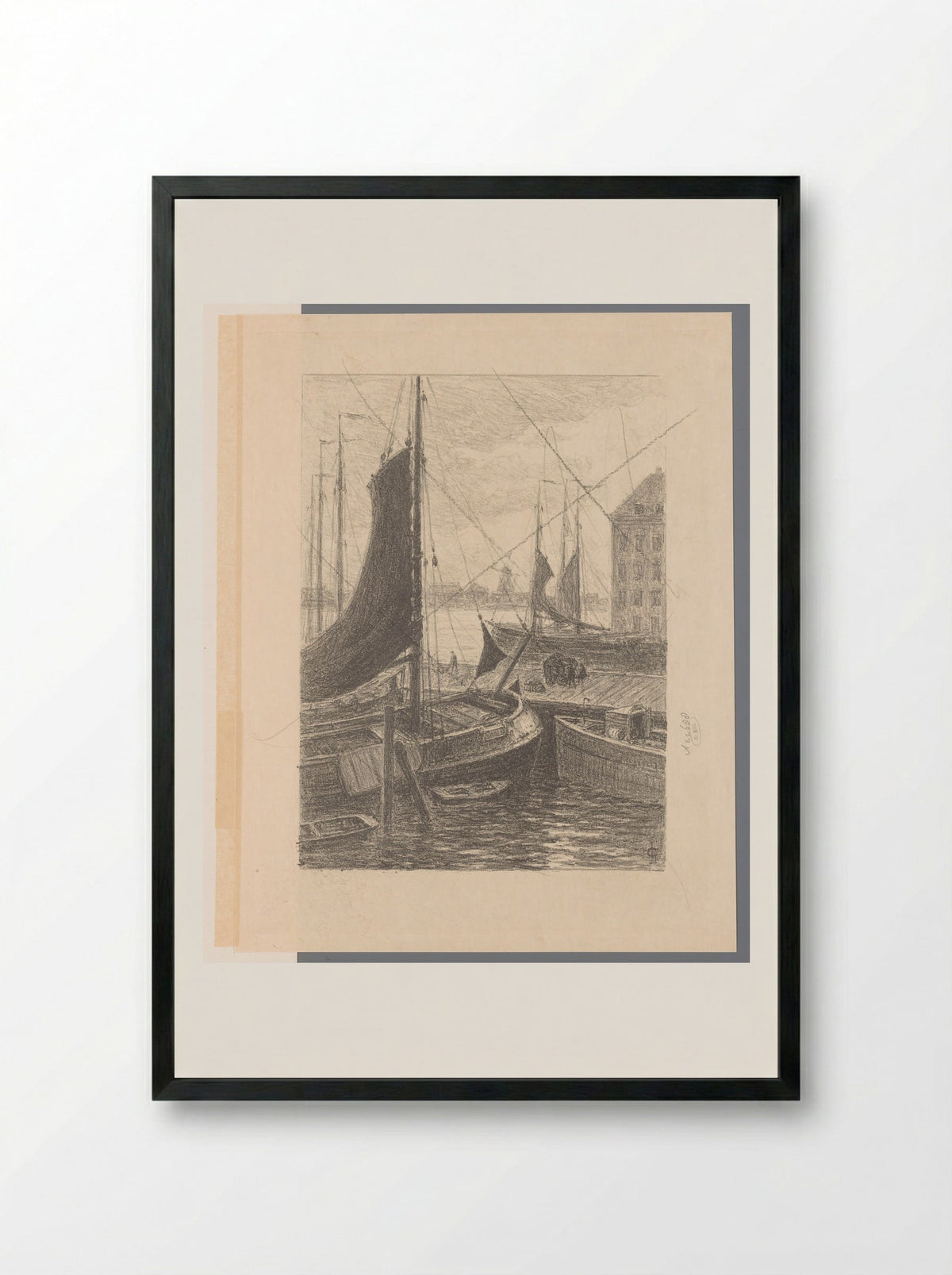 Havengezicht - Carel Nicolaas Storm van 's-Gravesande - Framed Print Black