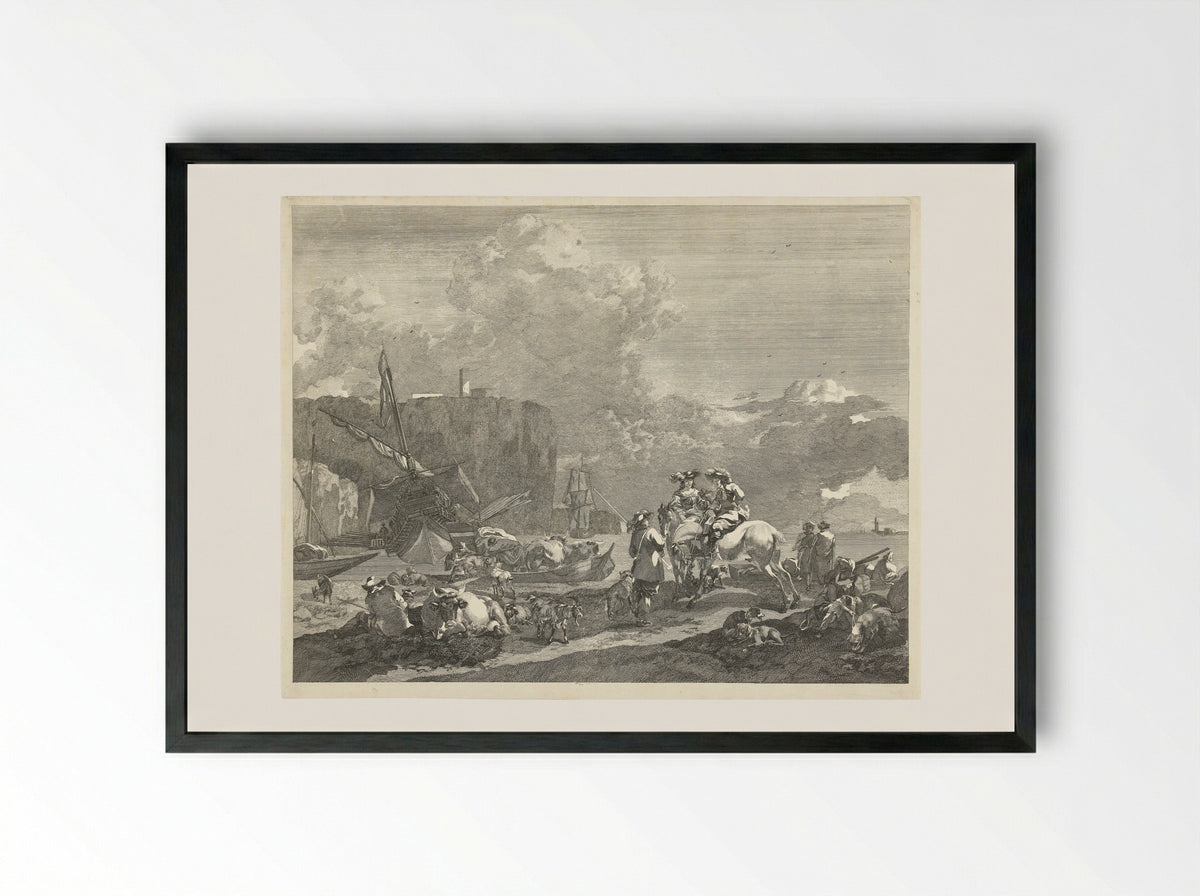 Havengezicht - Abraham Delfos - Framed Print Black