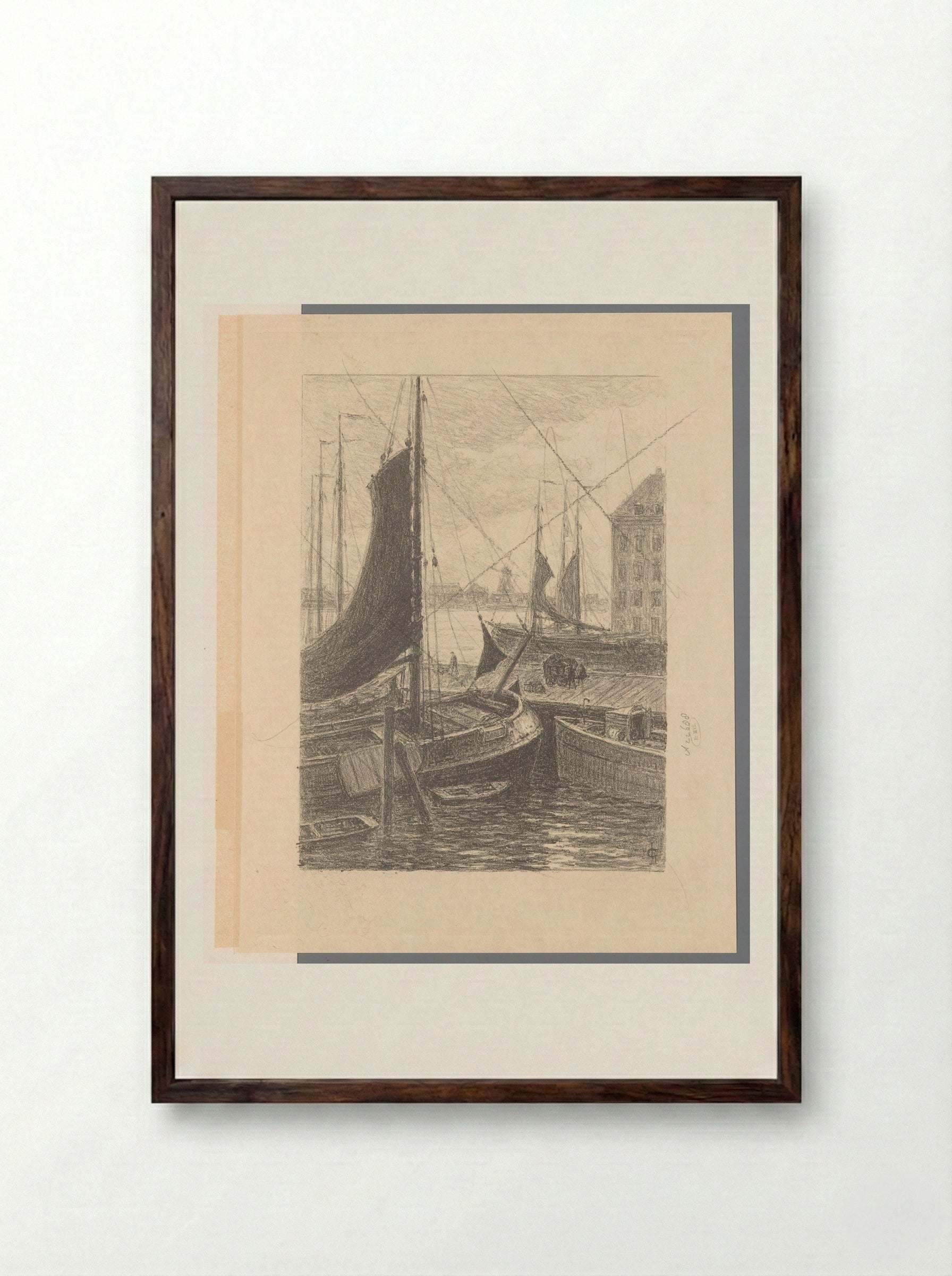 Havengezicht - Carel Nicolaas Storm van 's-Gravesande - Framed Print Dark Wood