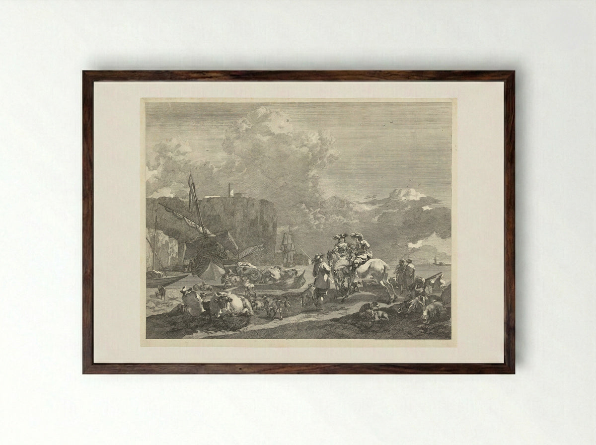 Havengezicht - Abraham Delfos - Framed Print Dark Wood