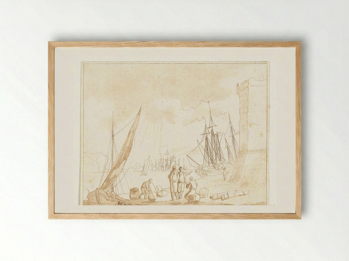 Havengezicht - Anthonie van den Bos - Framed Print Wood