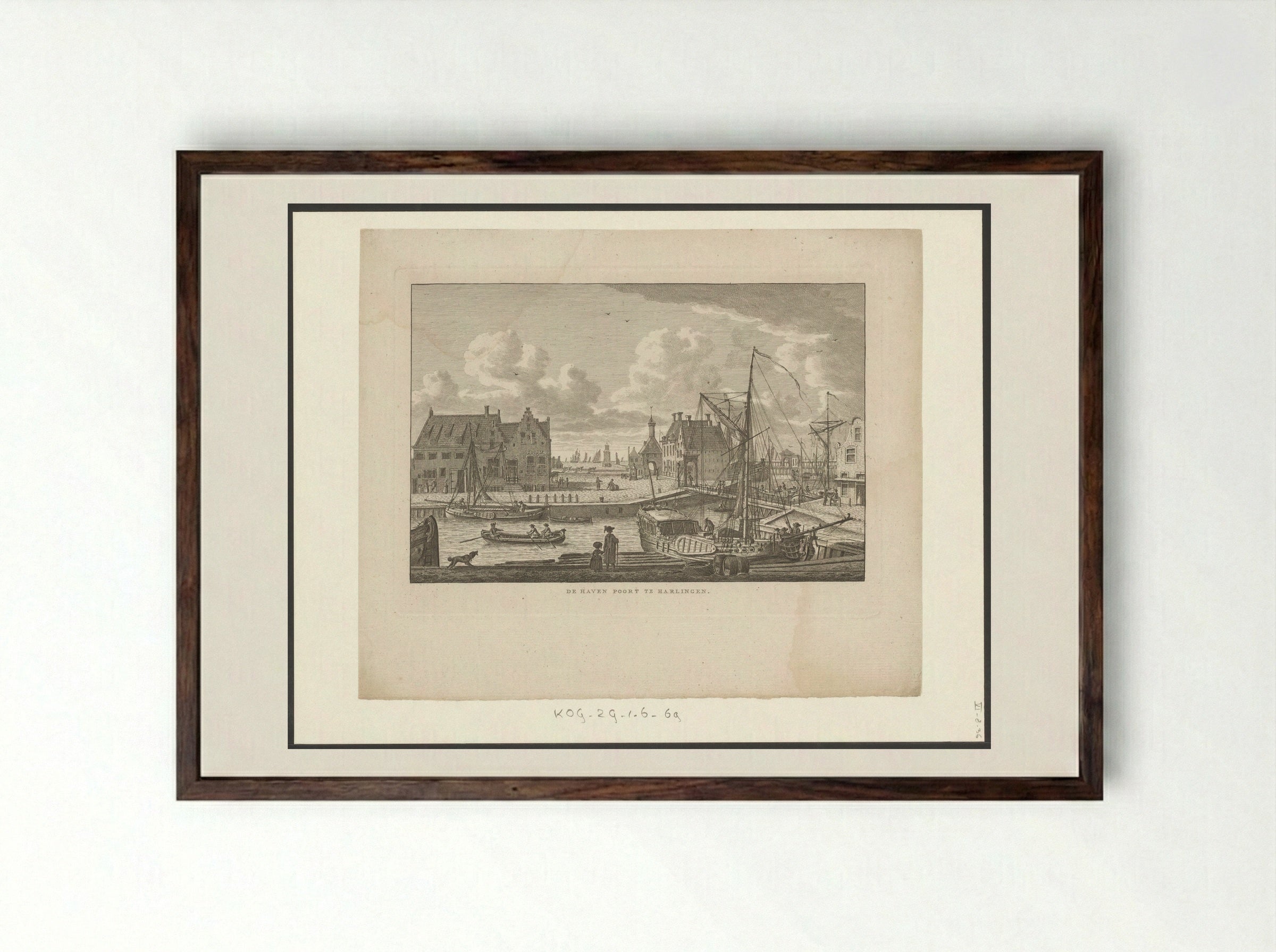 Havenpoort te Harlingen - Carel Frederik Bendorp (I) - Framed Print Dark Wood
