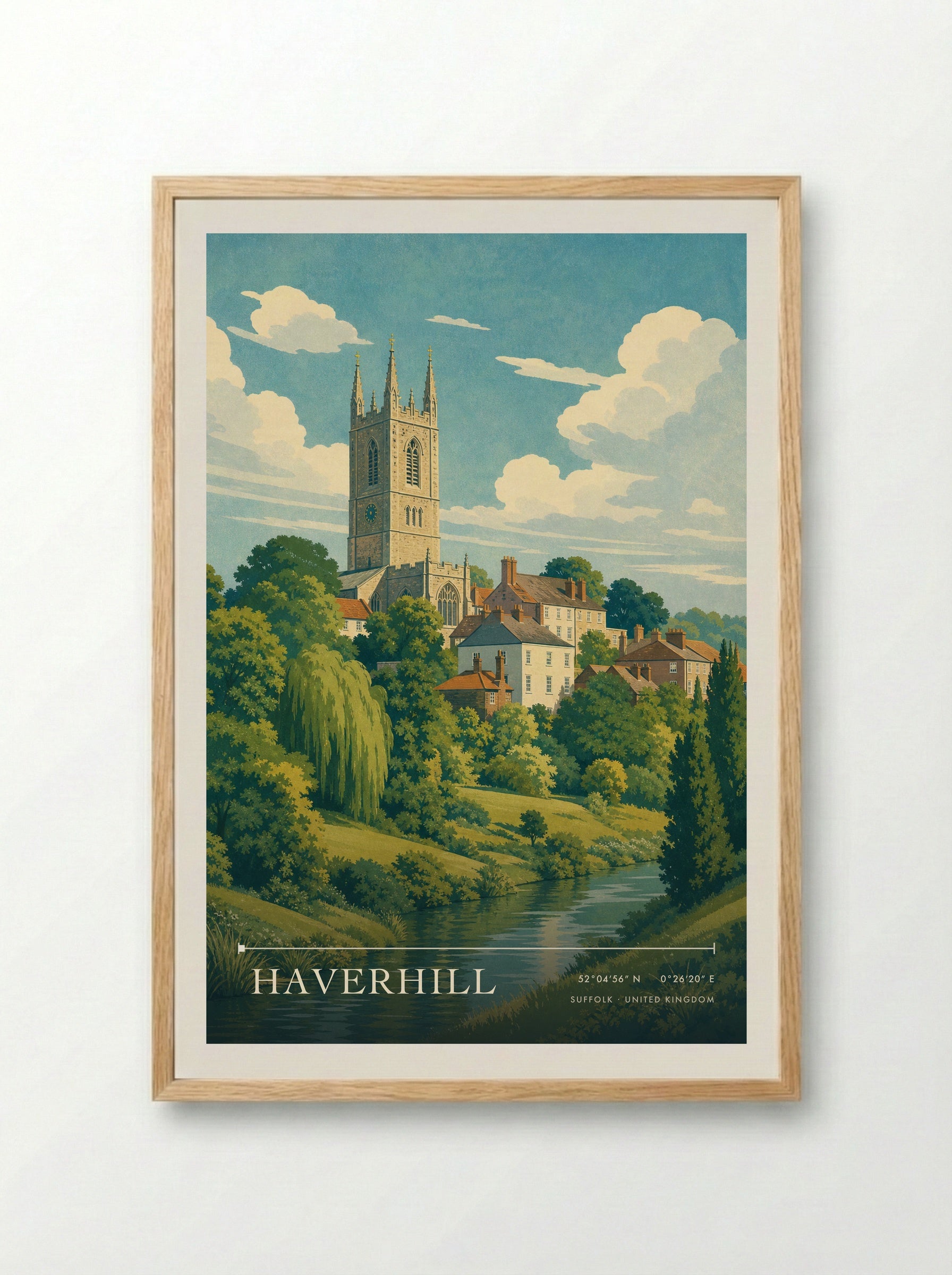 Haverhill Suffolk United Kingdom Travel Poster - Framed Print Wood