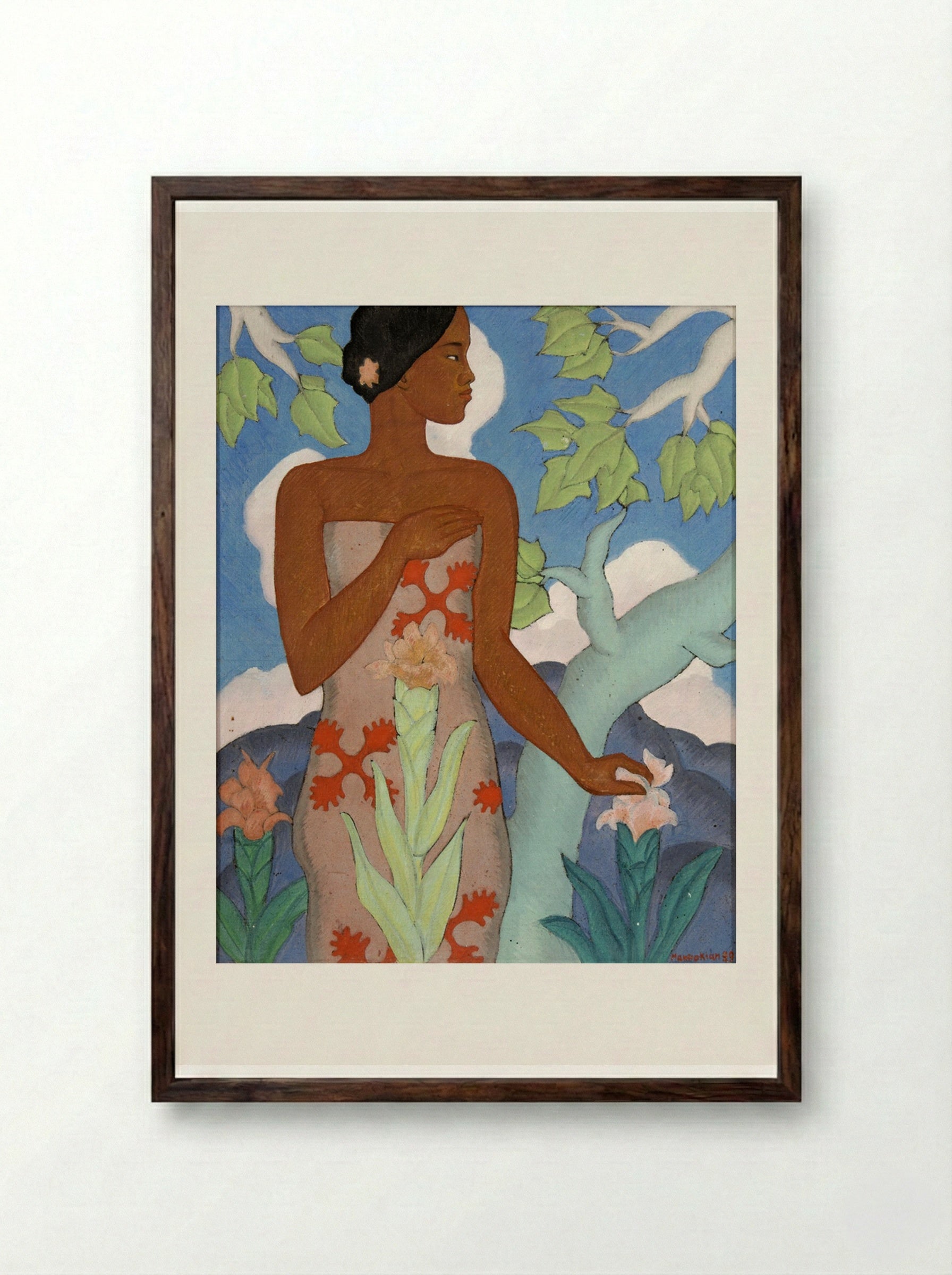 Hawaiian Woman - Arman Manookian - Framed Print Dark Wood