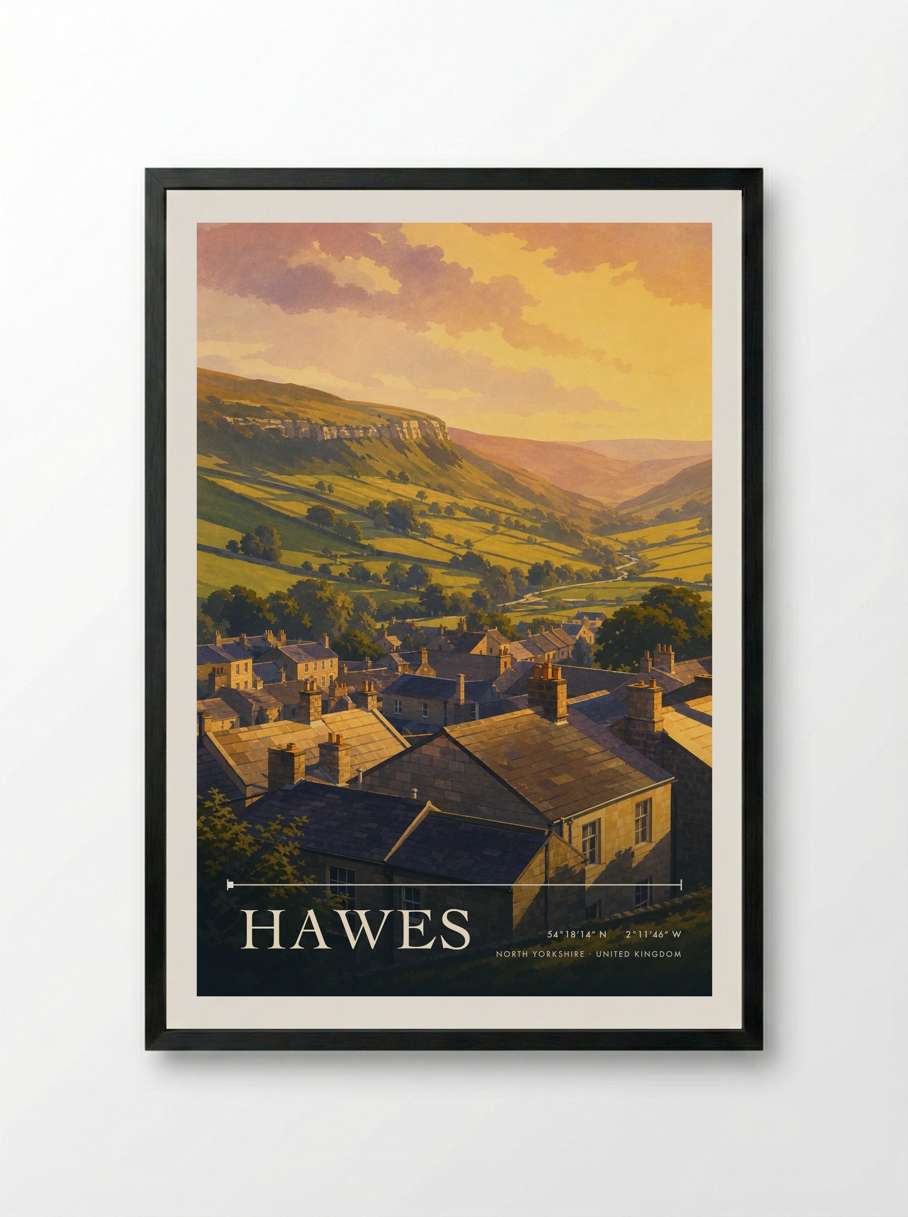 Hawes North Yorkshire United Kingdom Travel Poster - Framed Print Black