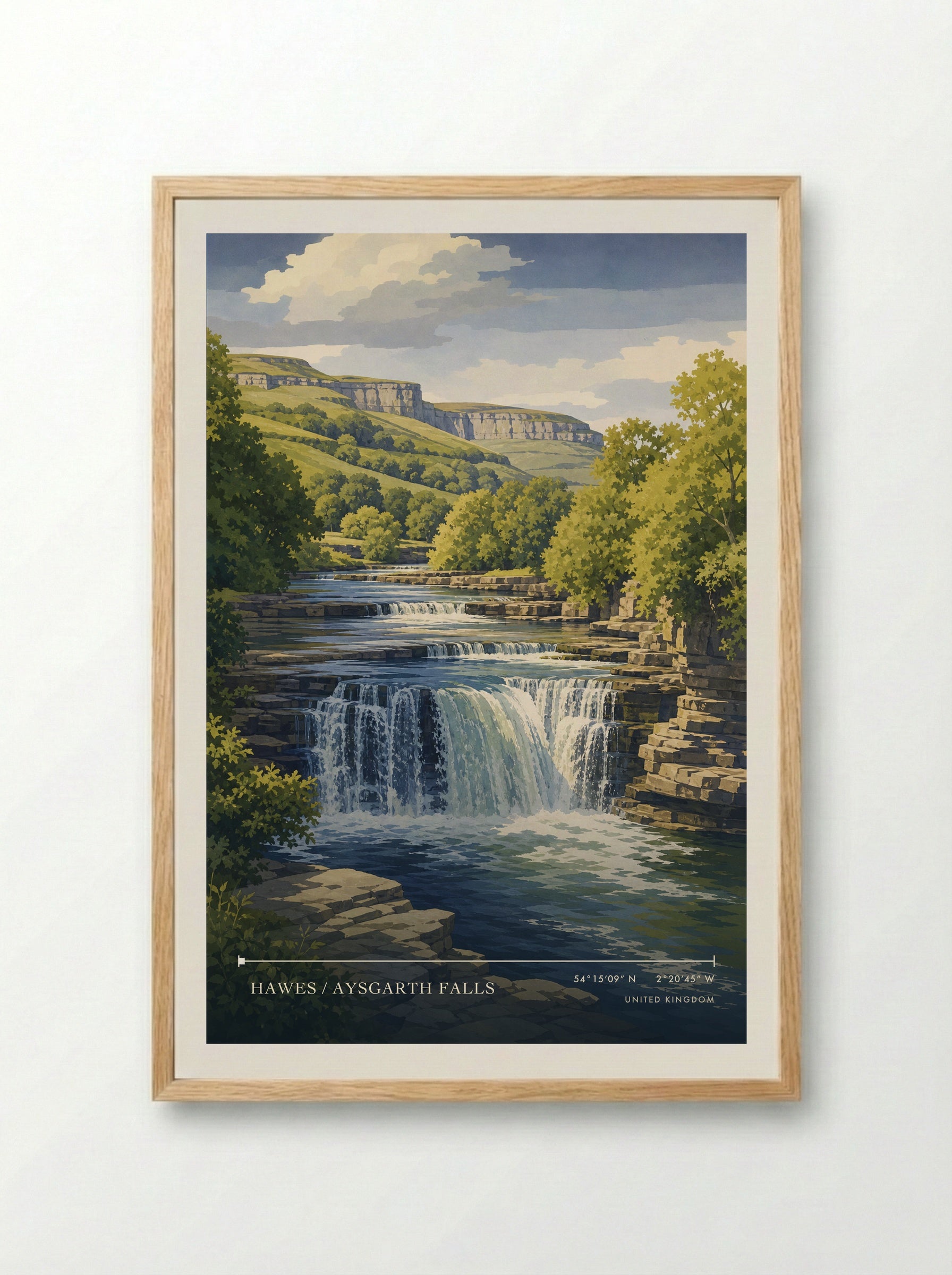 Hawes / Aysgarth Falls United Kingdom Travel Poster - Framed Print Wood