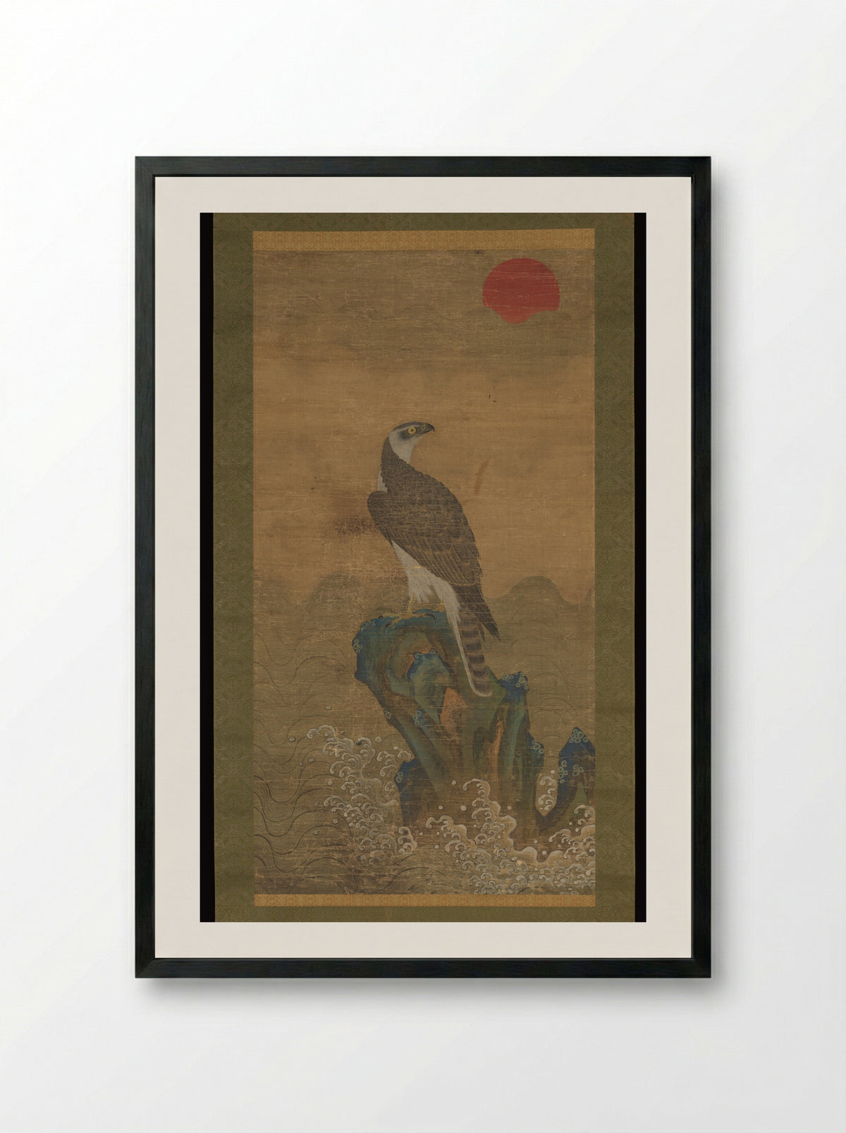 Hawk at Sunrise - Jeong Hong-Rae - Framed Print Black