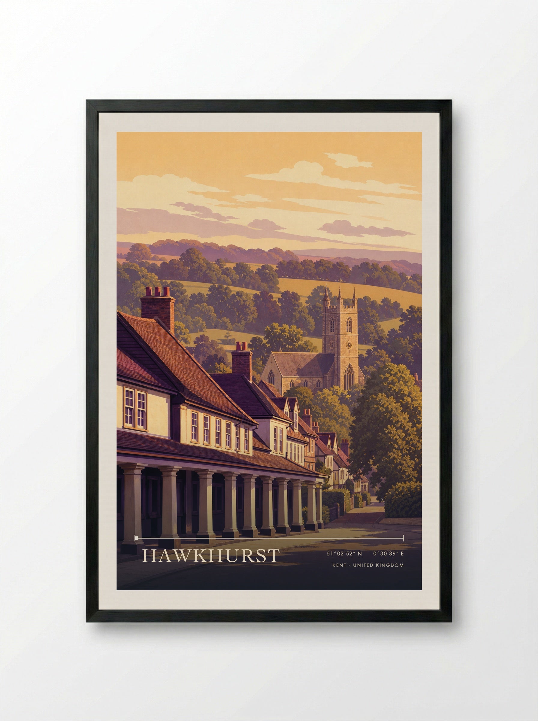 Hawkhurst Kent United Kingdom Travel Poster - Framed Print Black