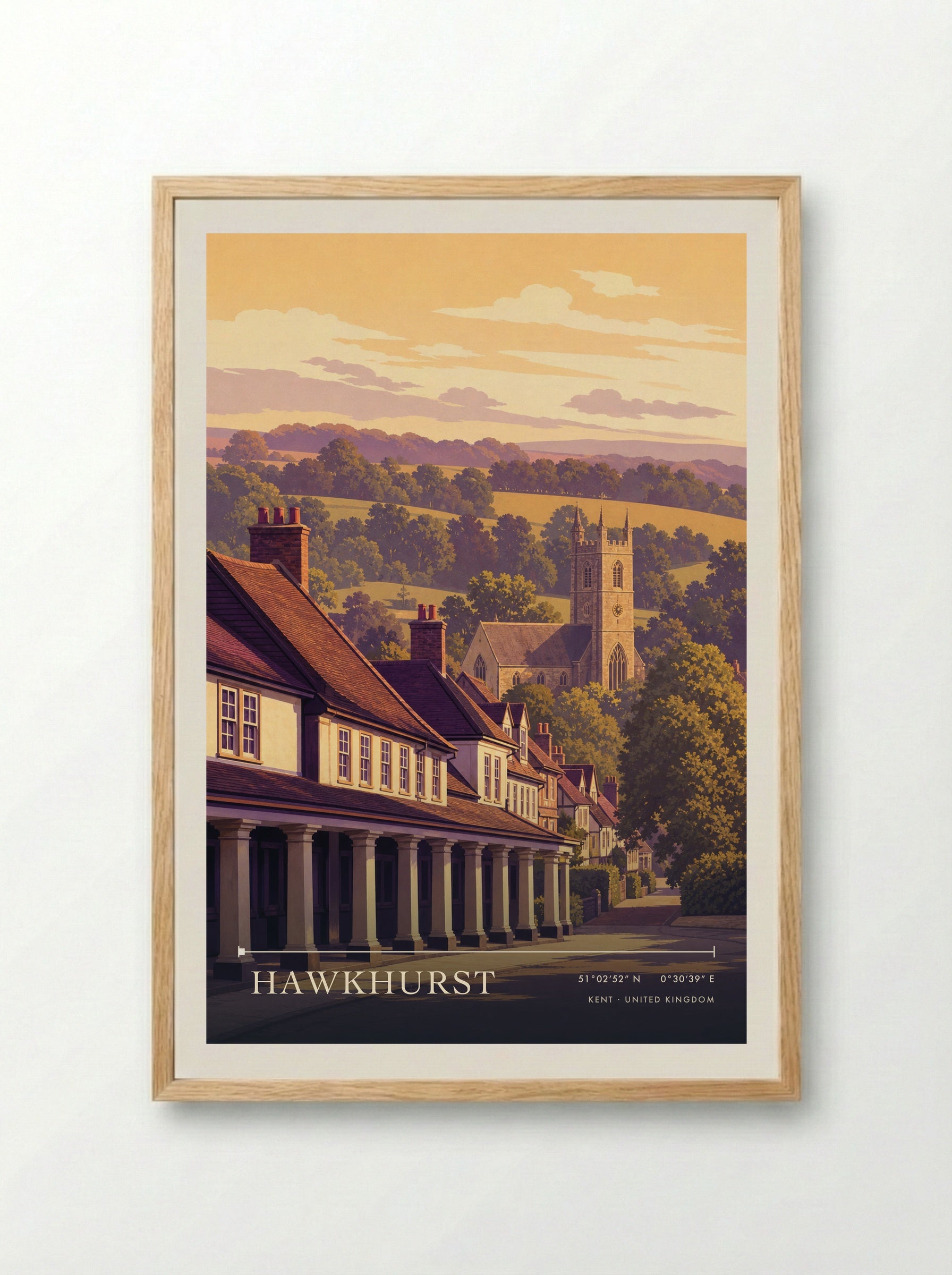 Hawkhurst Kent United Kingdom Travel Poster - Framed Print Wood