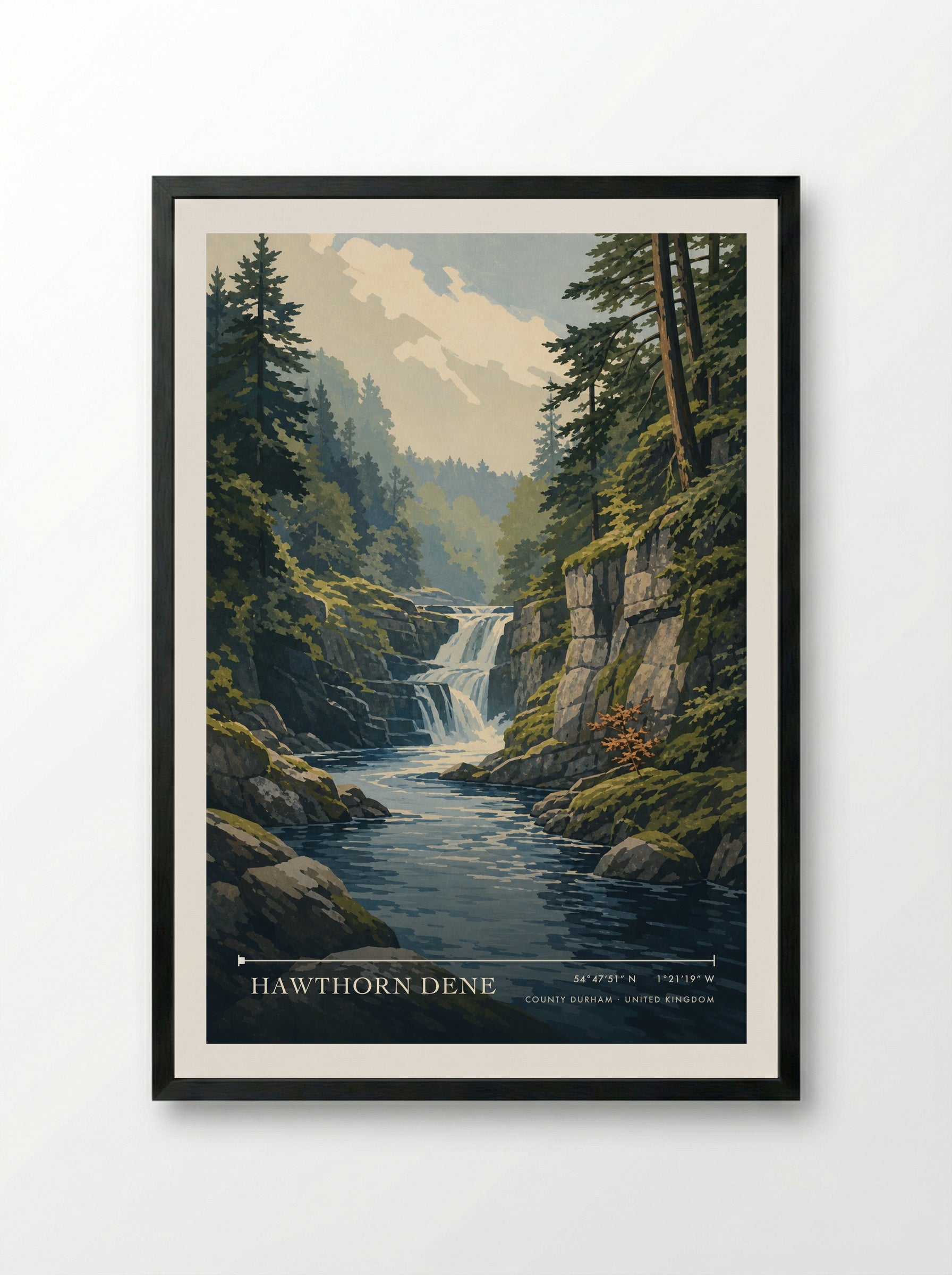 Hawthorn Dene County Durham United Kingdom Travel Poster - Framed Print Black