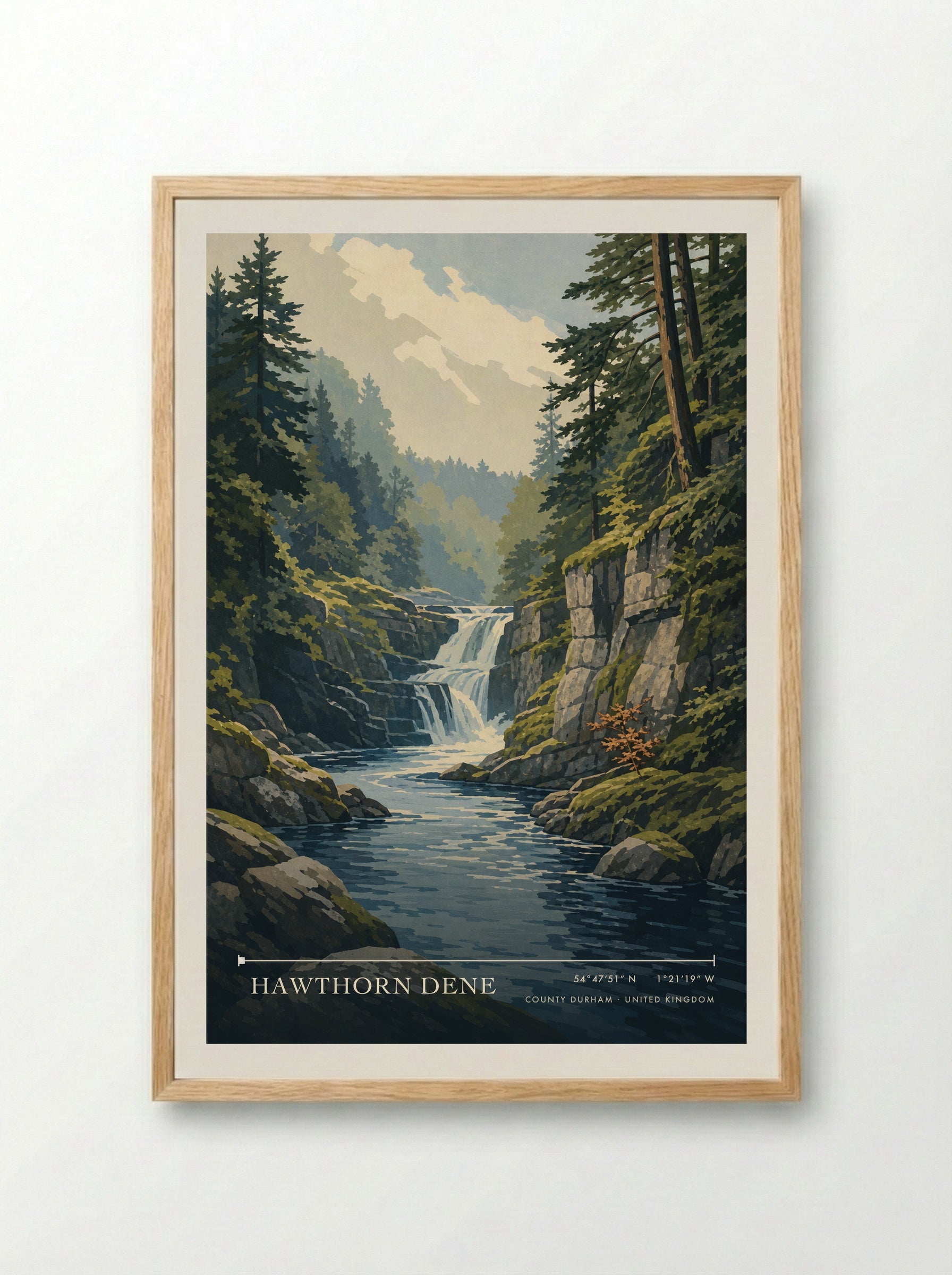 Hawthorn Dene County Durham United Kingdom Travel Poster - Framed Print Wood