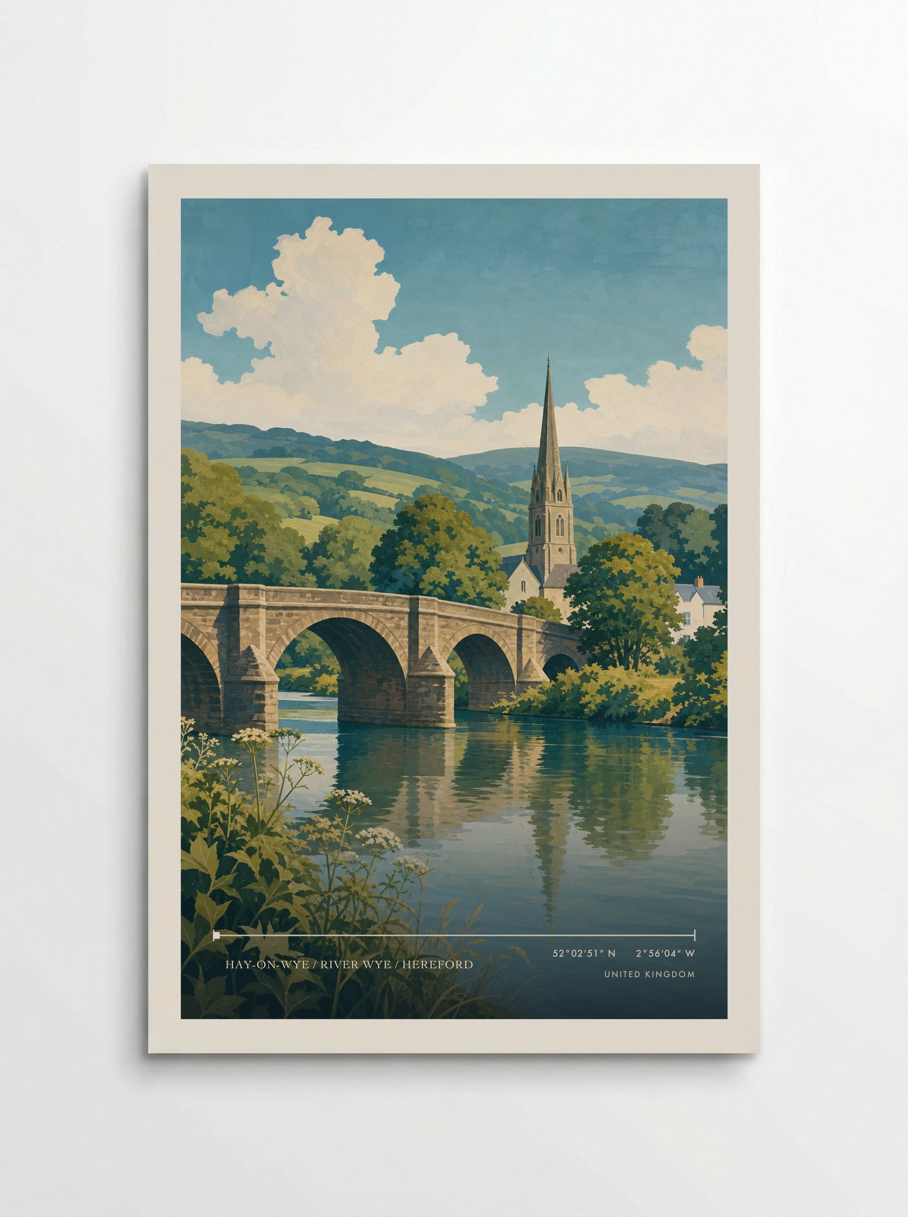 Hay-on-Wye / River Wye / Hereford United Kingdom Travel Poster - Poster