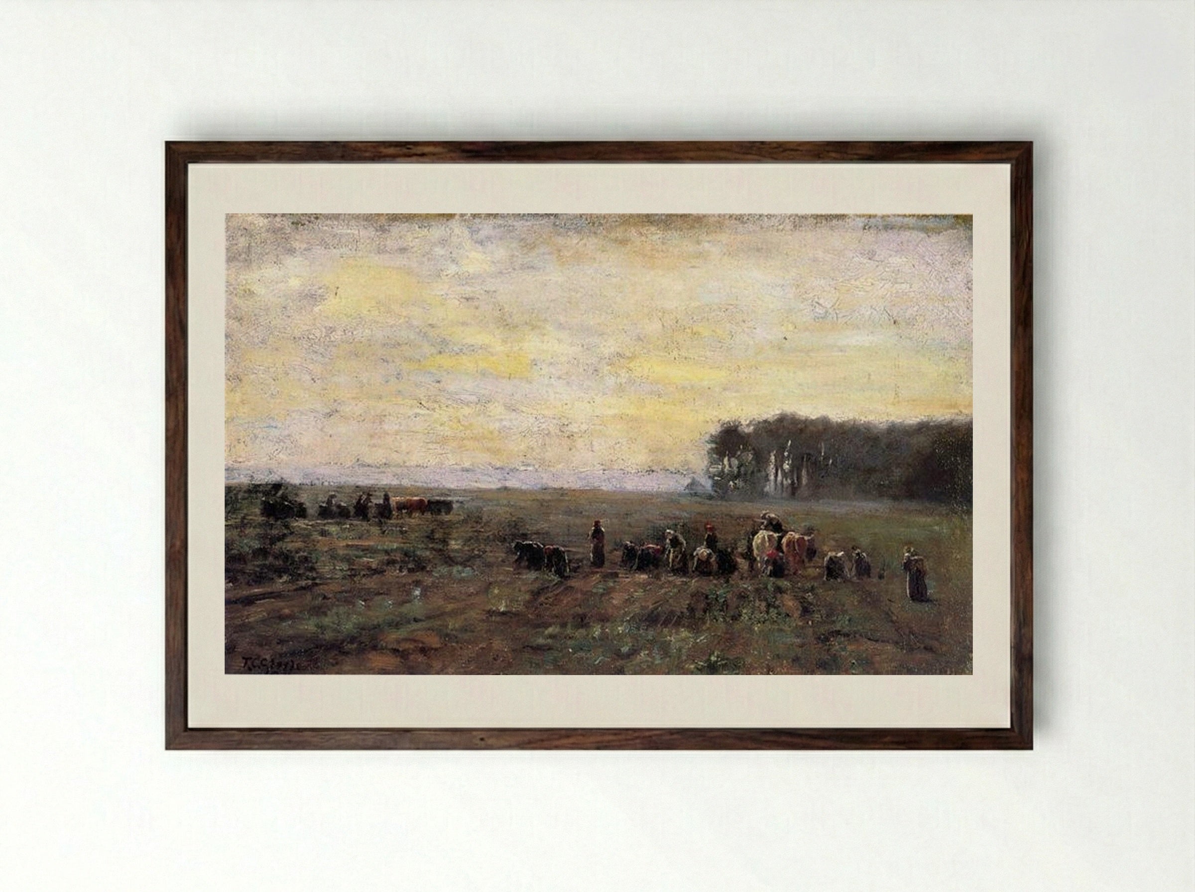 Haying Scene - T. C. Steele - Framed Print Dark Wood
