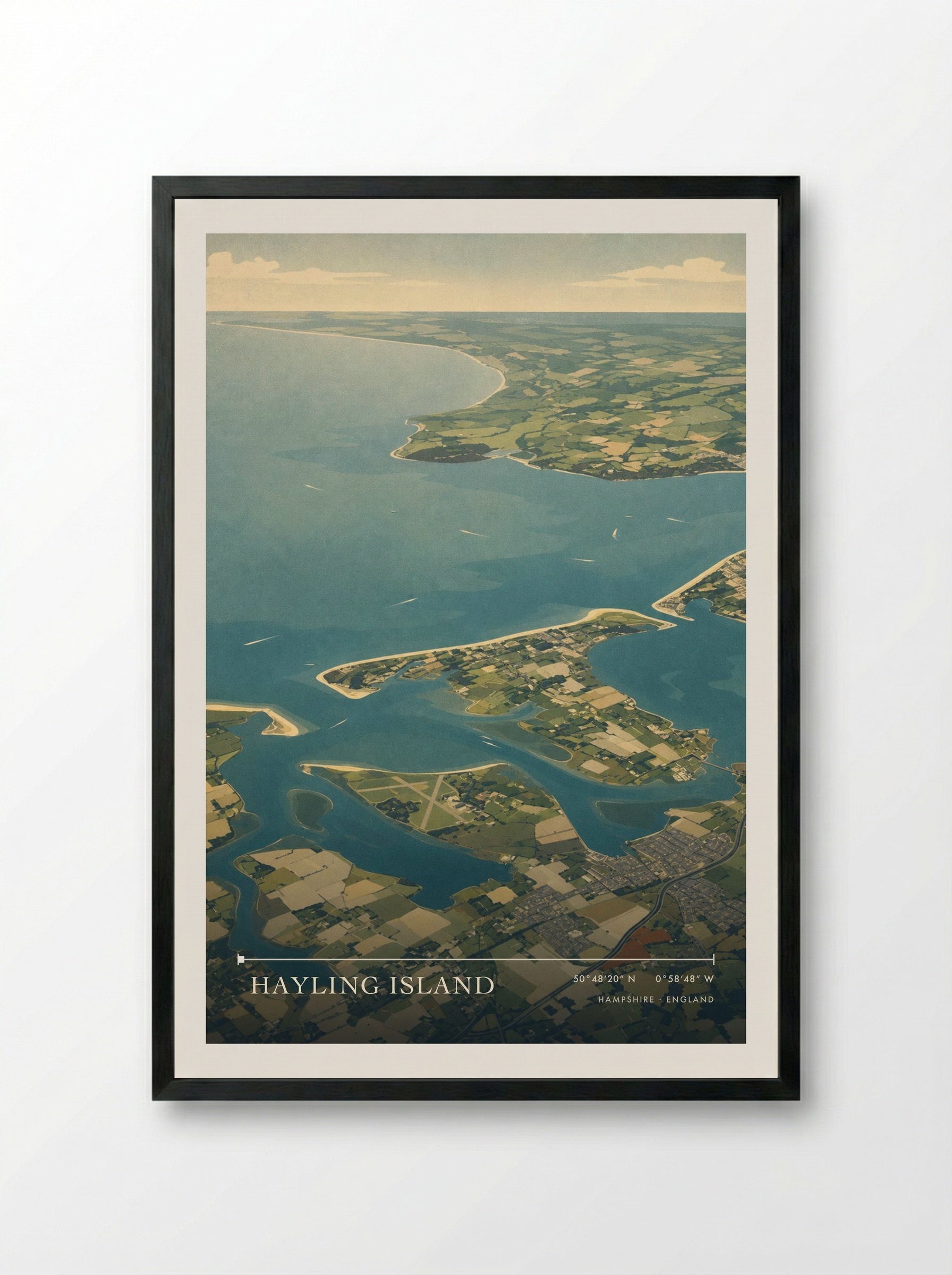 Hayling Island Hampshire England Travel Poster - Framed Print Black