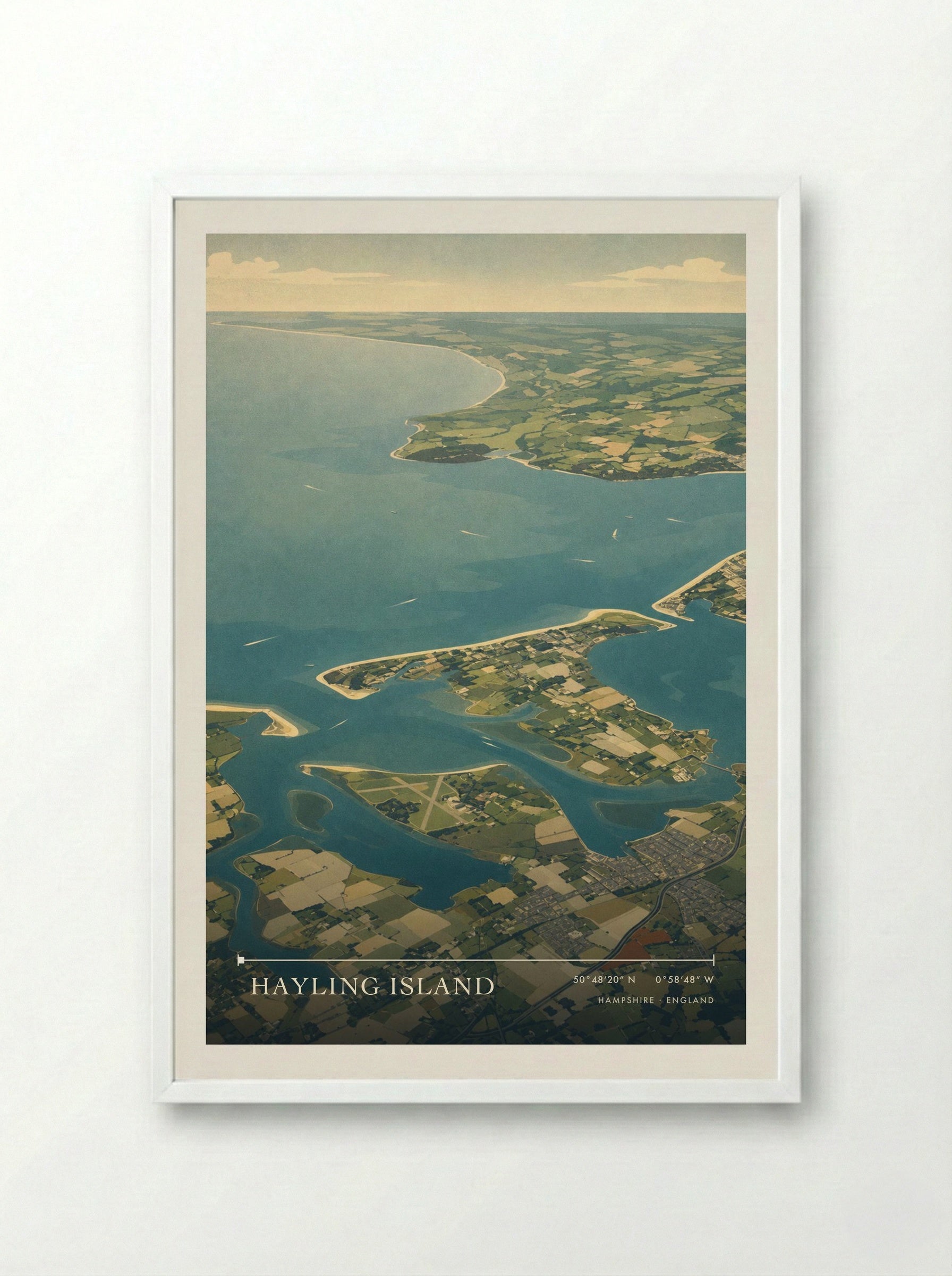 Hayling Island Hampshire England Travel Poster - Framed Print White