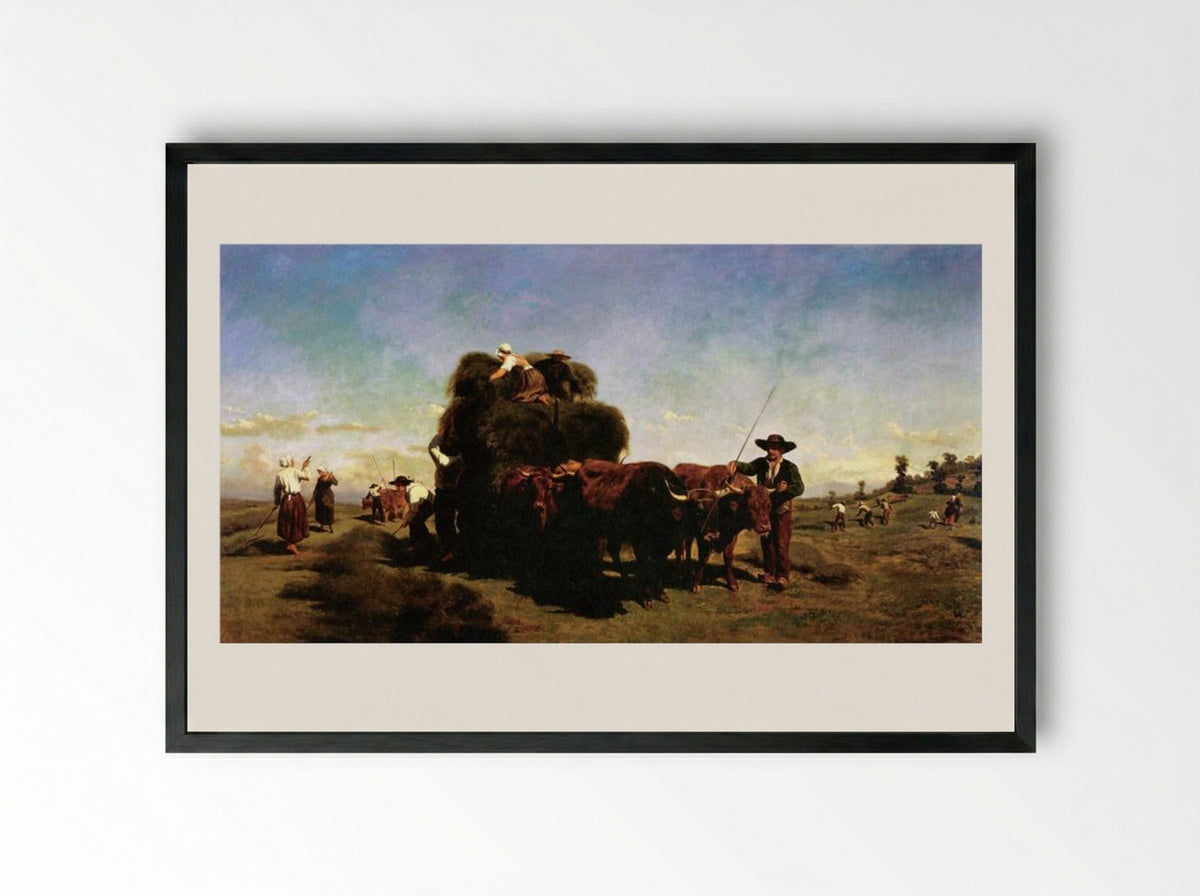 Haymaking in the Auvergne - Rosa Bonheur - Framed Print Black