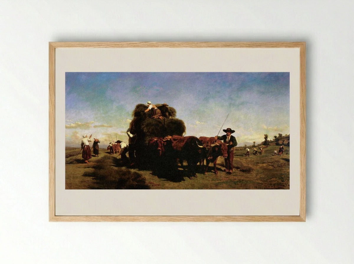 Haymaking in the Auvergne - Rosa Bonheur - Framed Print Wood