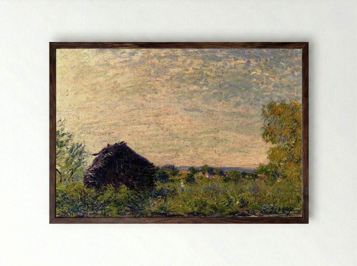 Haystack - Alfred Sisley - Framed Print Dark Wood