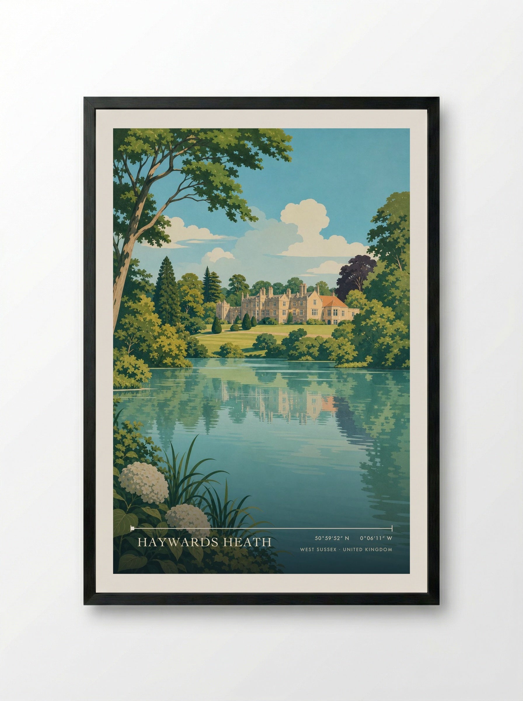Haywards Heath West Sussex United Kingdom Travel Poster - Framed Print Black