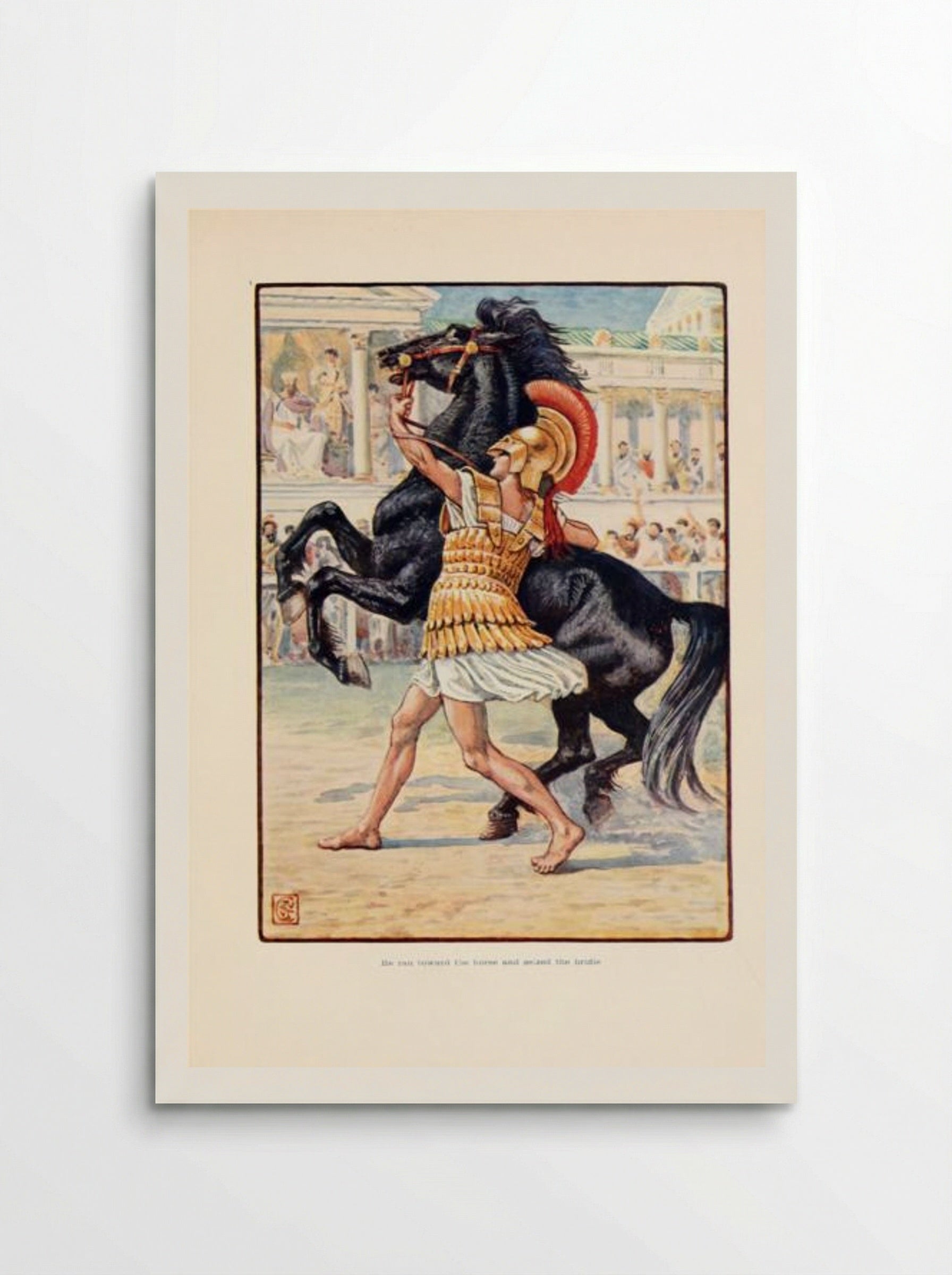 He ran toward the horse and seized the bridle - Walter Crane - Poster