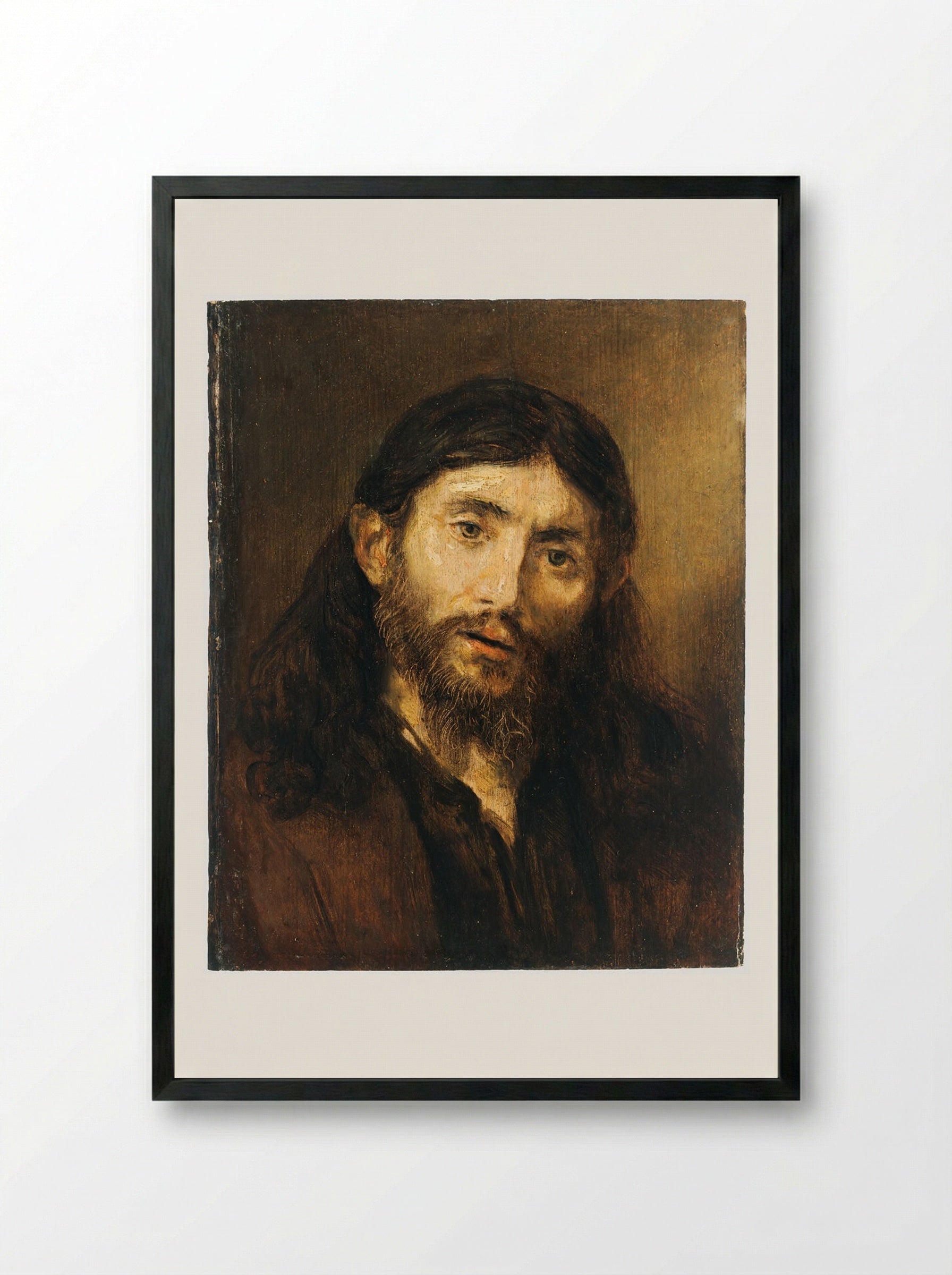 Head of Christ - Rembrandt Harmensz. van Rijn - Framed Print Black