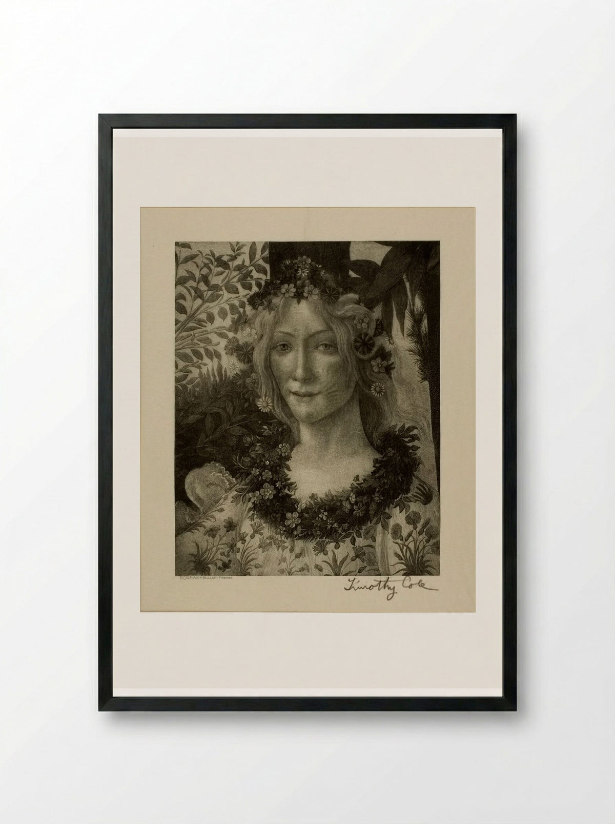 Head of Flora - Timothy Cole - Framed Print Black