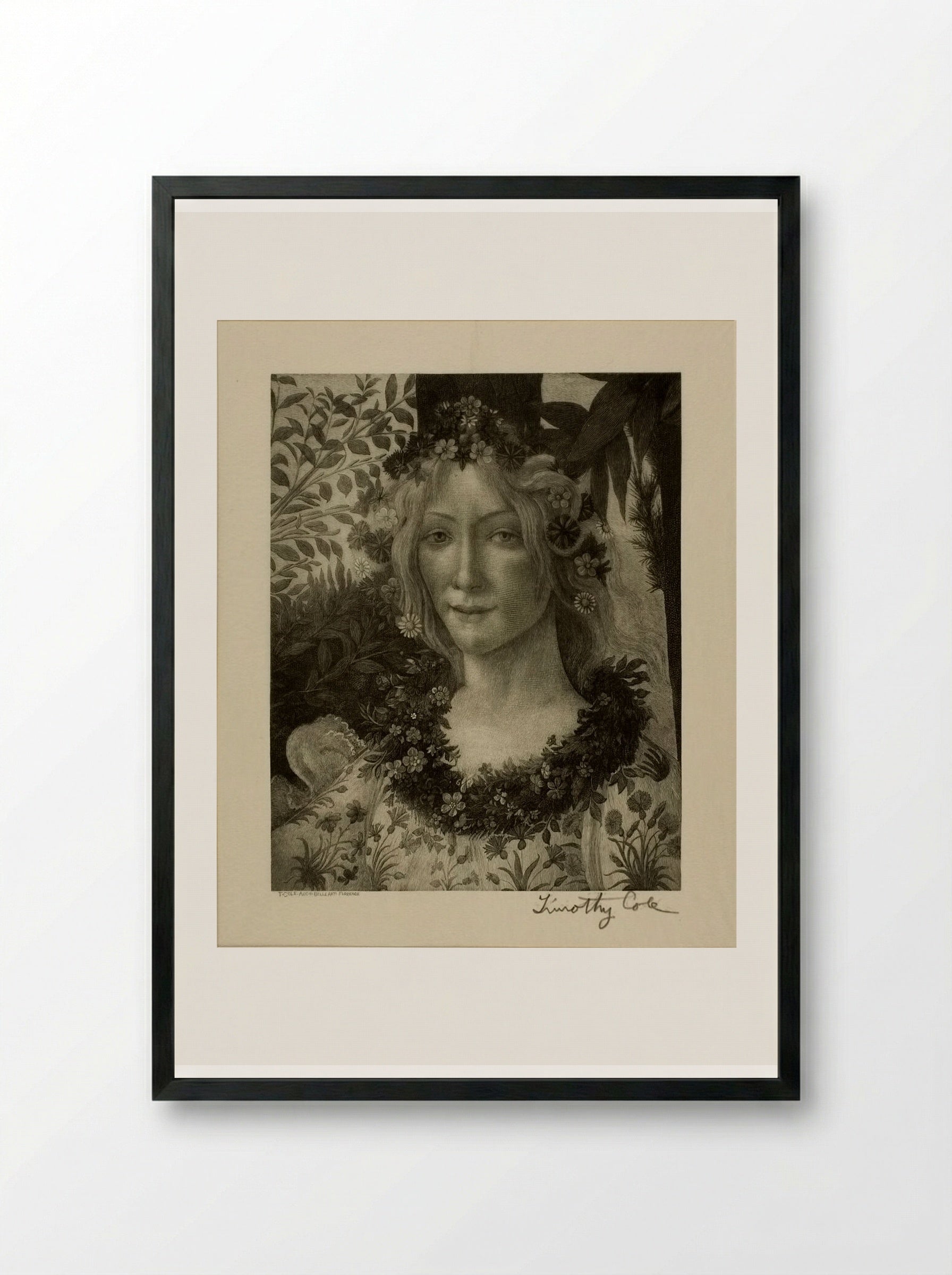 Head of Flora - Timothy Cole - Framed Print Black