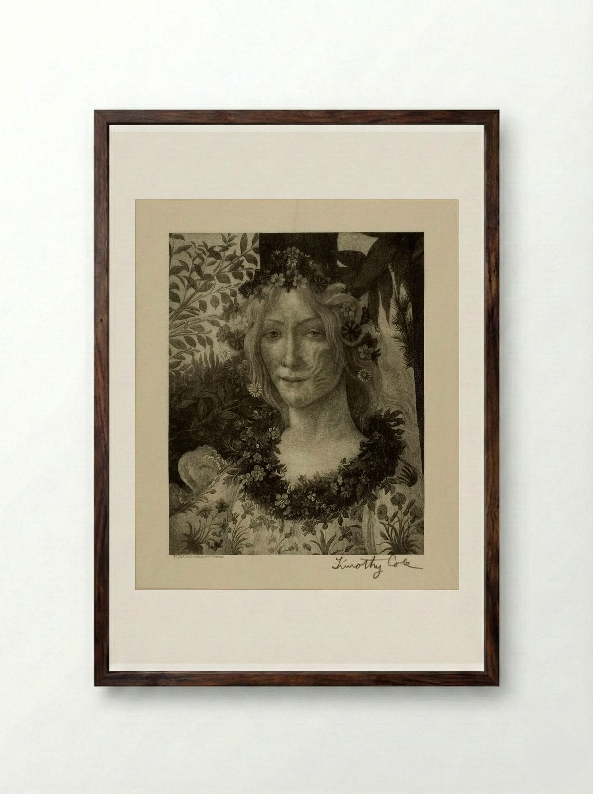 Head of Flora - Timothy Cole - Framed Print Dark Wood