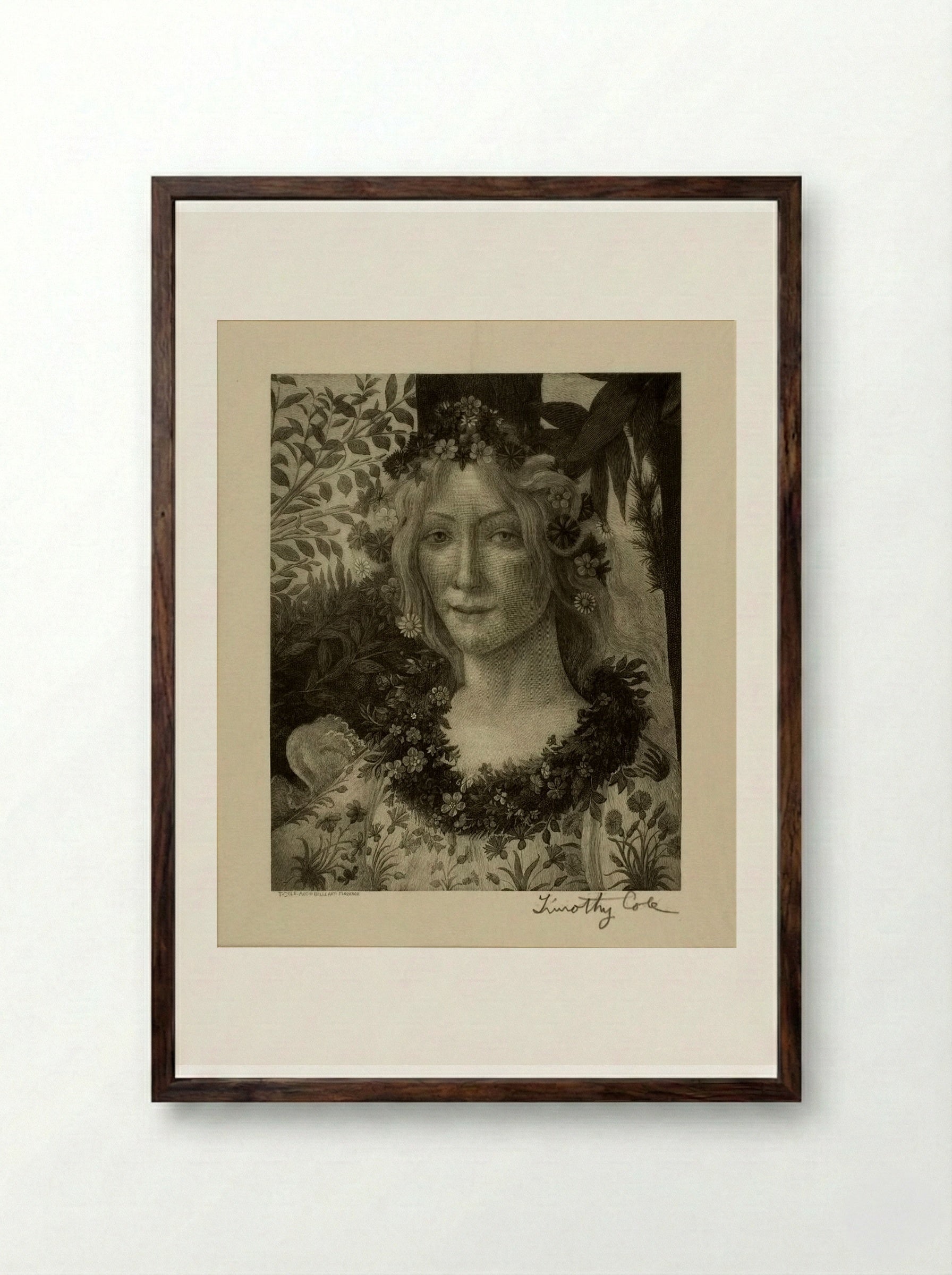 Head of Flora - Timothy Cole - Framed Print Dark Wood