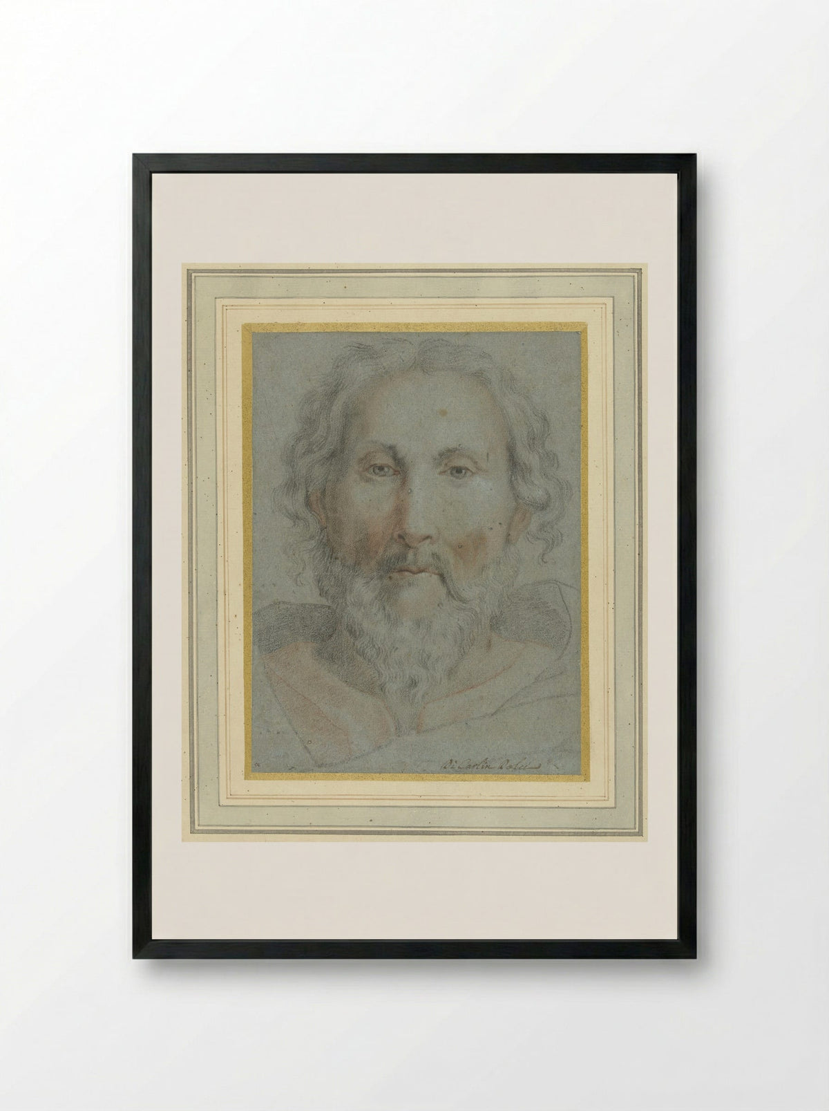 Head of God the Father - Carlo Dolci - Framed Print Black