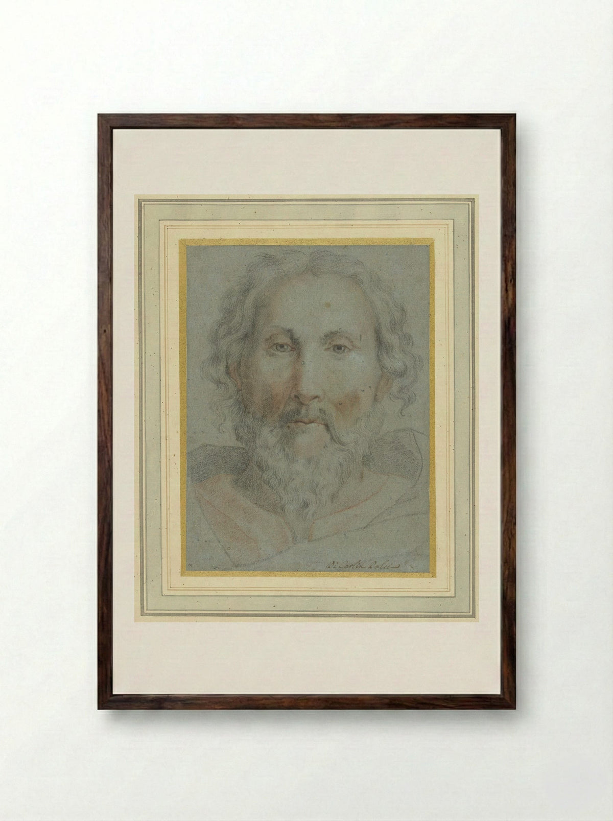 Head of God the Father - Carlo Dolci - Framed Print Dark Wood