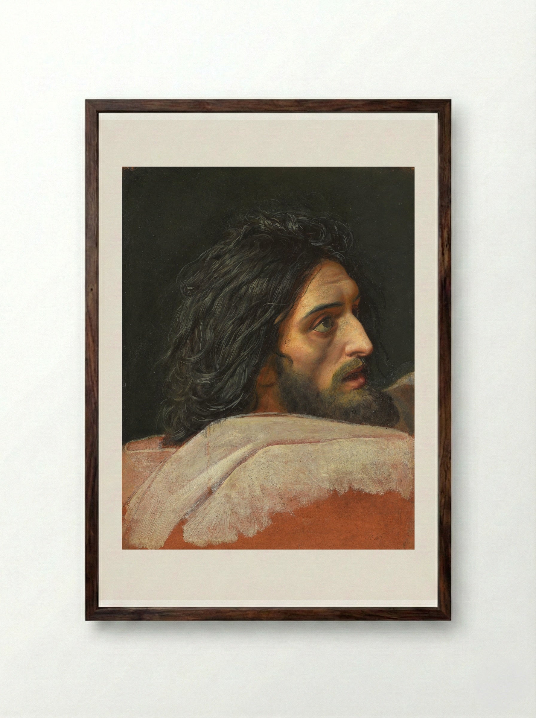 Head of John the Baptist - Alexander Ivanov - Framed Print Dark Wood