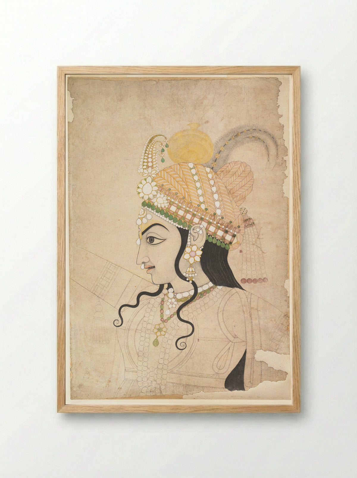 Head of Krishna: cartoon for a mural of the Raslila - Sahib Ram - Framed Print Wood