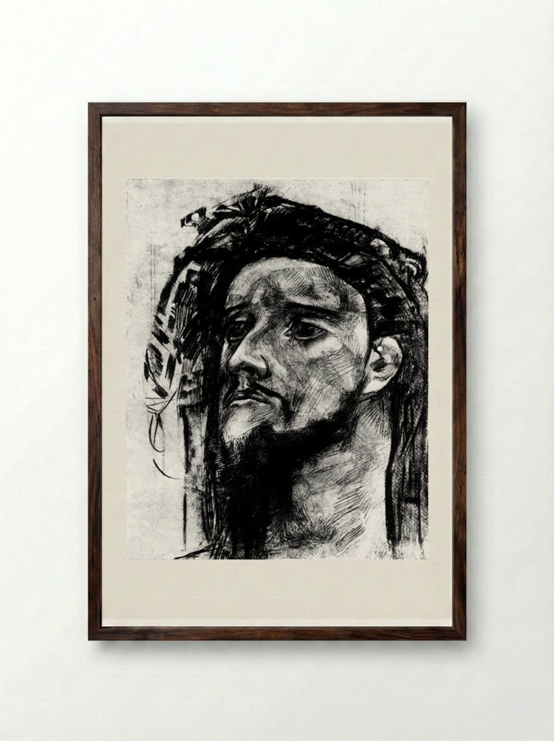Head of Prophet - Mikhail Vrubel - Framed Print Dark Wood