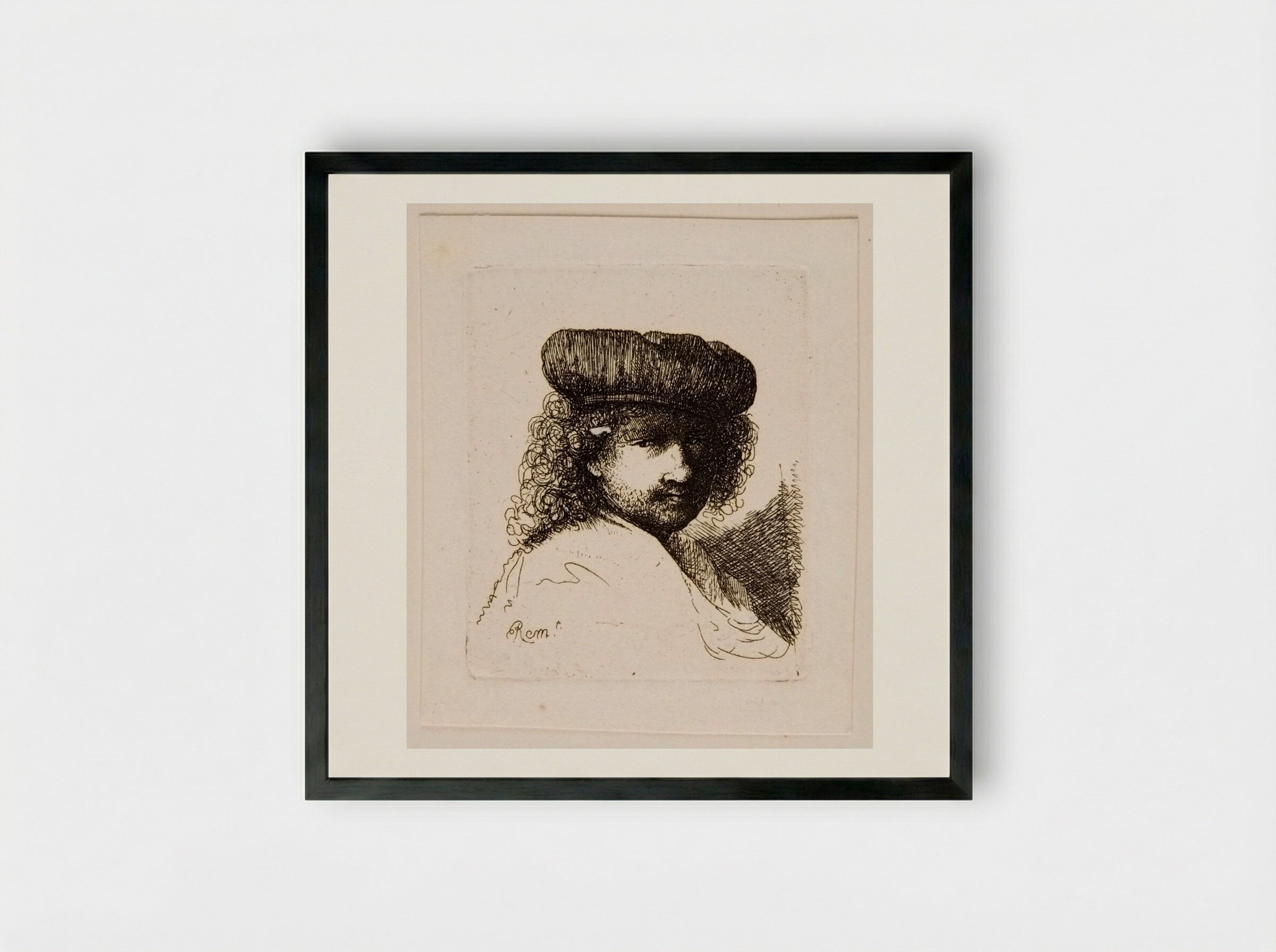 Head of Rembrandt - David Deuchar - Framed Print Black