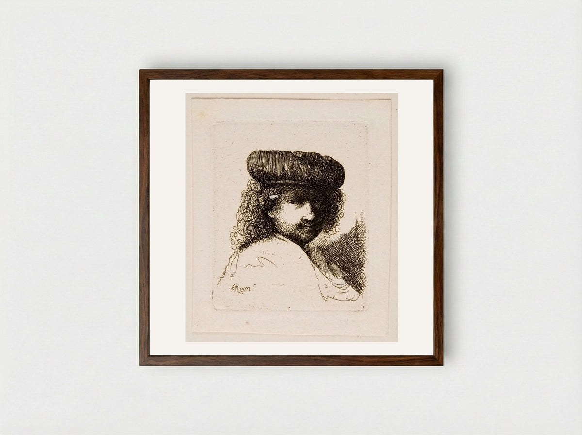 Head of Rembrandt - David Deuchar - Framed Print Dark Wood
