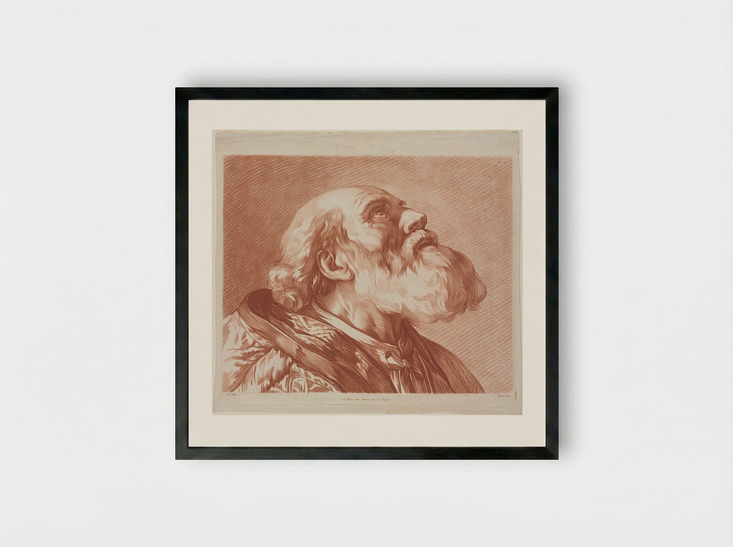 Head of Saint Germain - Louis-Marin Bonnet - Framed Print Black