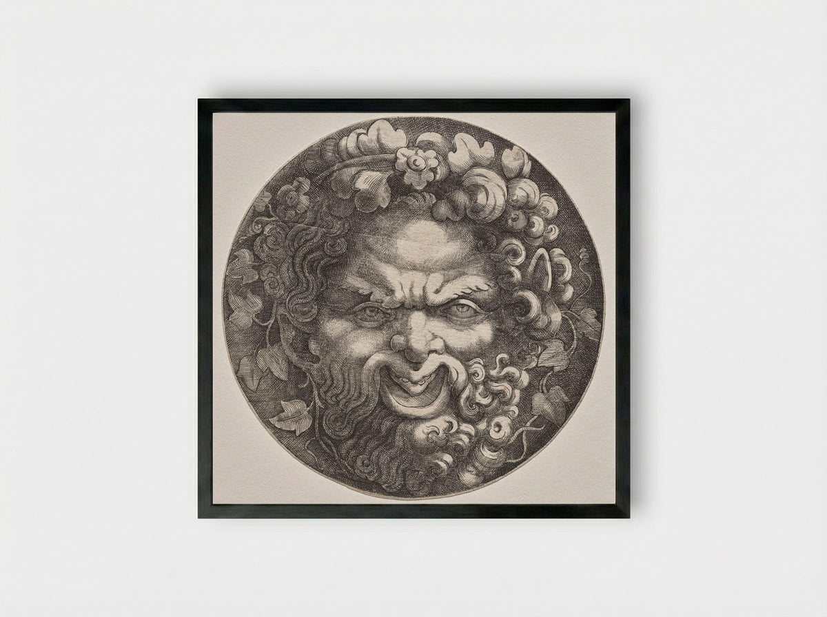 Head of Silenus - Adamo Scultori - Framed Print Black