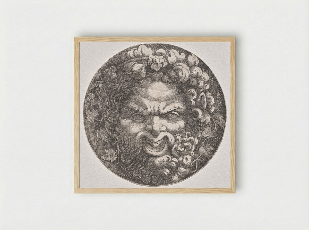Head of Silenus - Adamo Scultori - Framed Print Wood