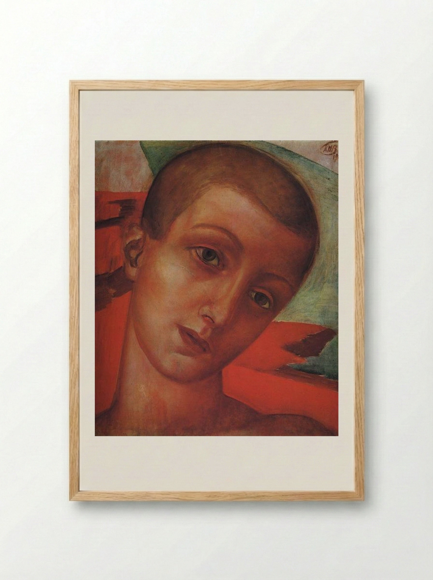 Head of a Boy - Kuzma Petrov-Vodkin - Framed Print Wood